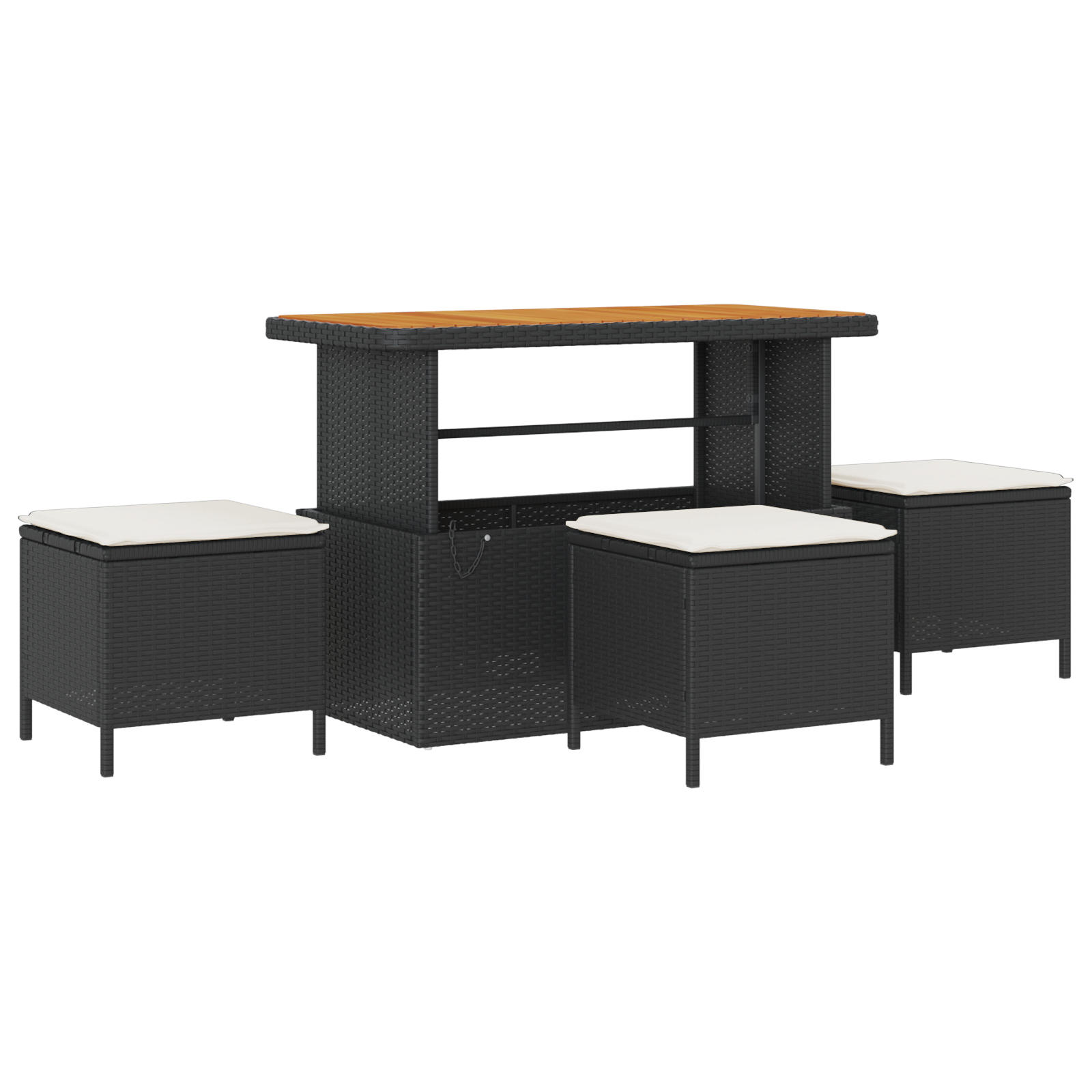 Set de canapele vieXL de 14 piese cu perne Negru Poliratan Acacia, Canapea de grădină vieXL cu 2 locuri cu perne Negru Poliratan, Set de dining pentru grădină vieXL de 4 piese cu perne Negru Poliratan Acacia GartenMobel Dekor