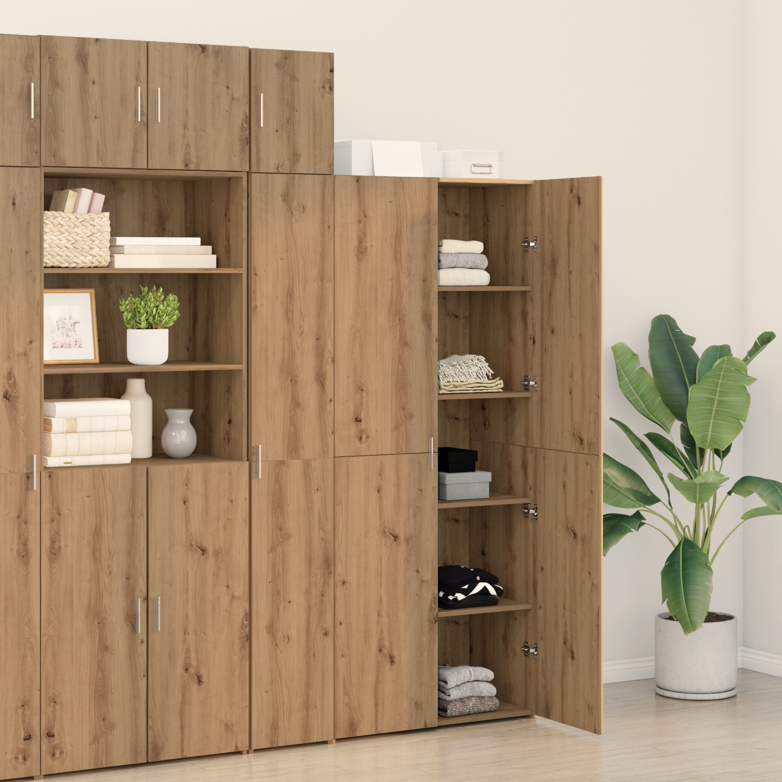 Bufet înalt din stejar artizanal 40x42.5x185 cm lemn ingineresc GartenMobel Dekor