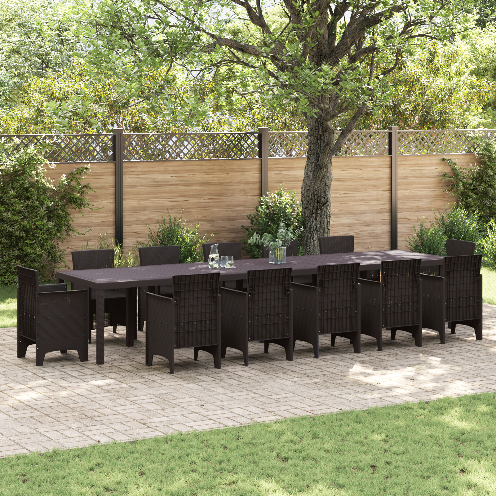 Masă de grădină  Maro 400x100x73 cm Poly Rattan, Masă de grădină  Maro 250x100x73 cm Poly Rattan, Masă de grădină  Maro 150x100x73 cm Poly Rattan GartenMobel Dekor