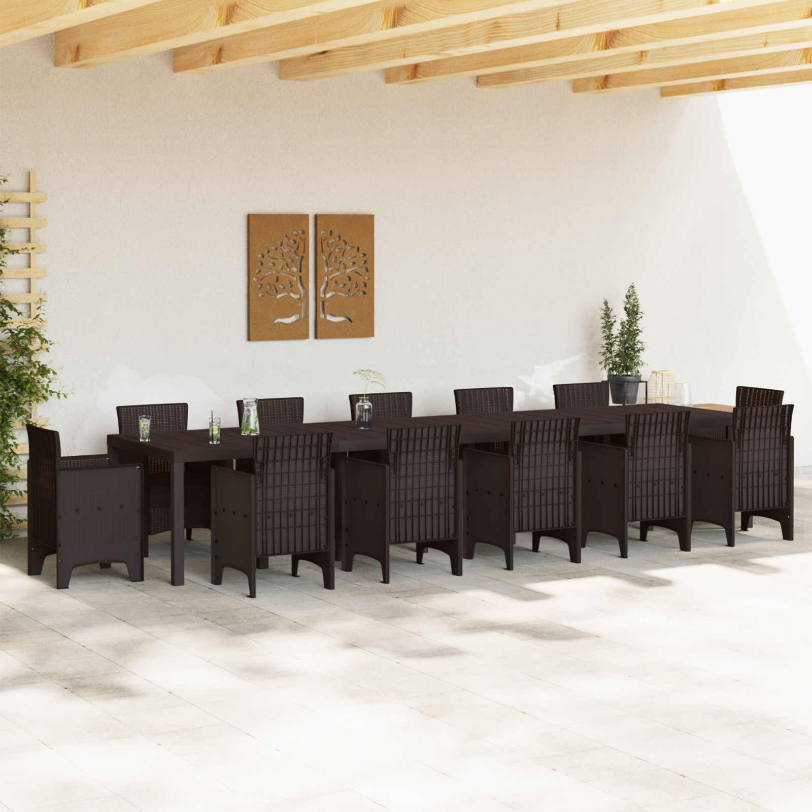 Masă de grădină  Maro 400x100x73 cm Poly Rattan, Masă de grădină  Maro 250x100x73 cm Poly Rattan, Masă de grădină  Maro 150x100x73 cm Poly Rattan GartenMobel Dekor