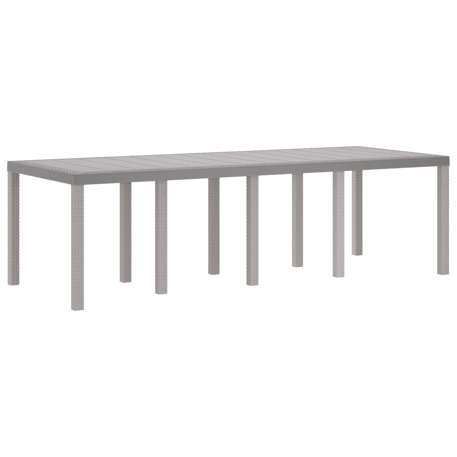 Masă de grădină  gri deschis 250x100x73 cm Poly Rattan, Masă de grădină  gri deschis 100x100x73 cm Poly Rattan, Masă de grădină  gri deschis 150x100x73 cm Poly Rattan GartenMobel Dekor