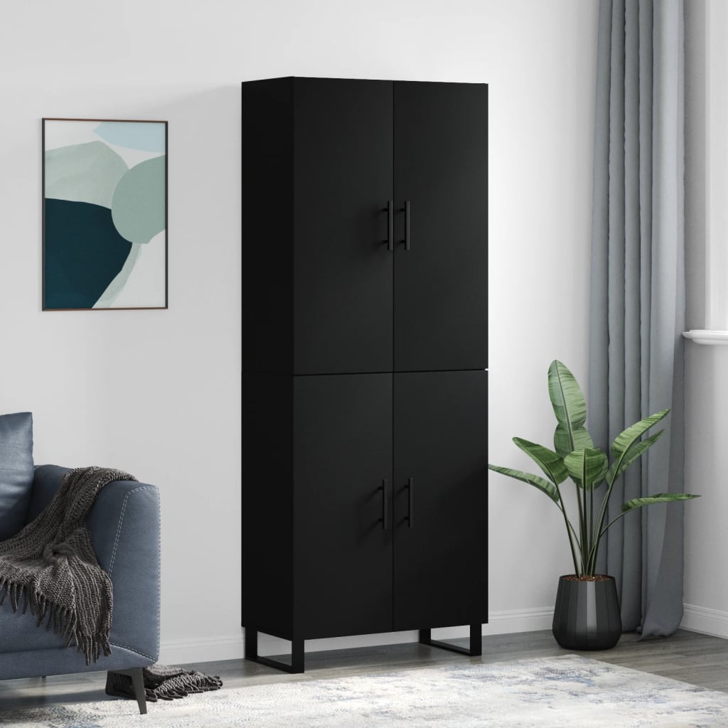 Dulap înalt, negru, 69,5x34x180 cm, lemn compozit GartenMobel Dekor