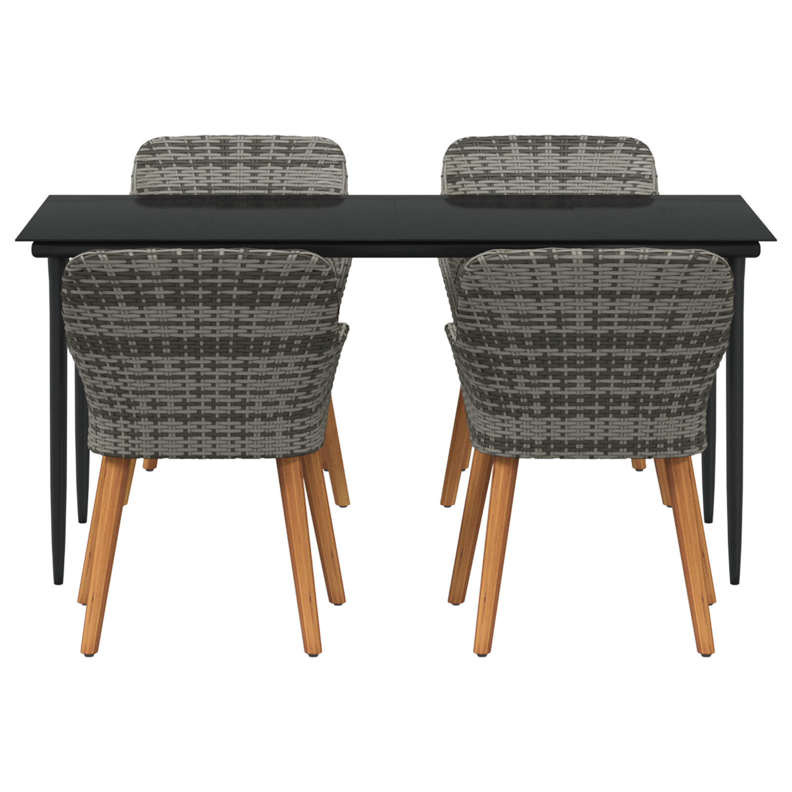 Set Mese Grădină 5 Piese Gri Poly Rattan GartenMobel Dekor