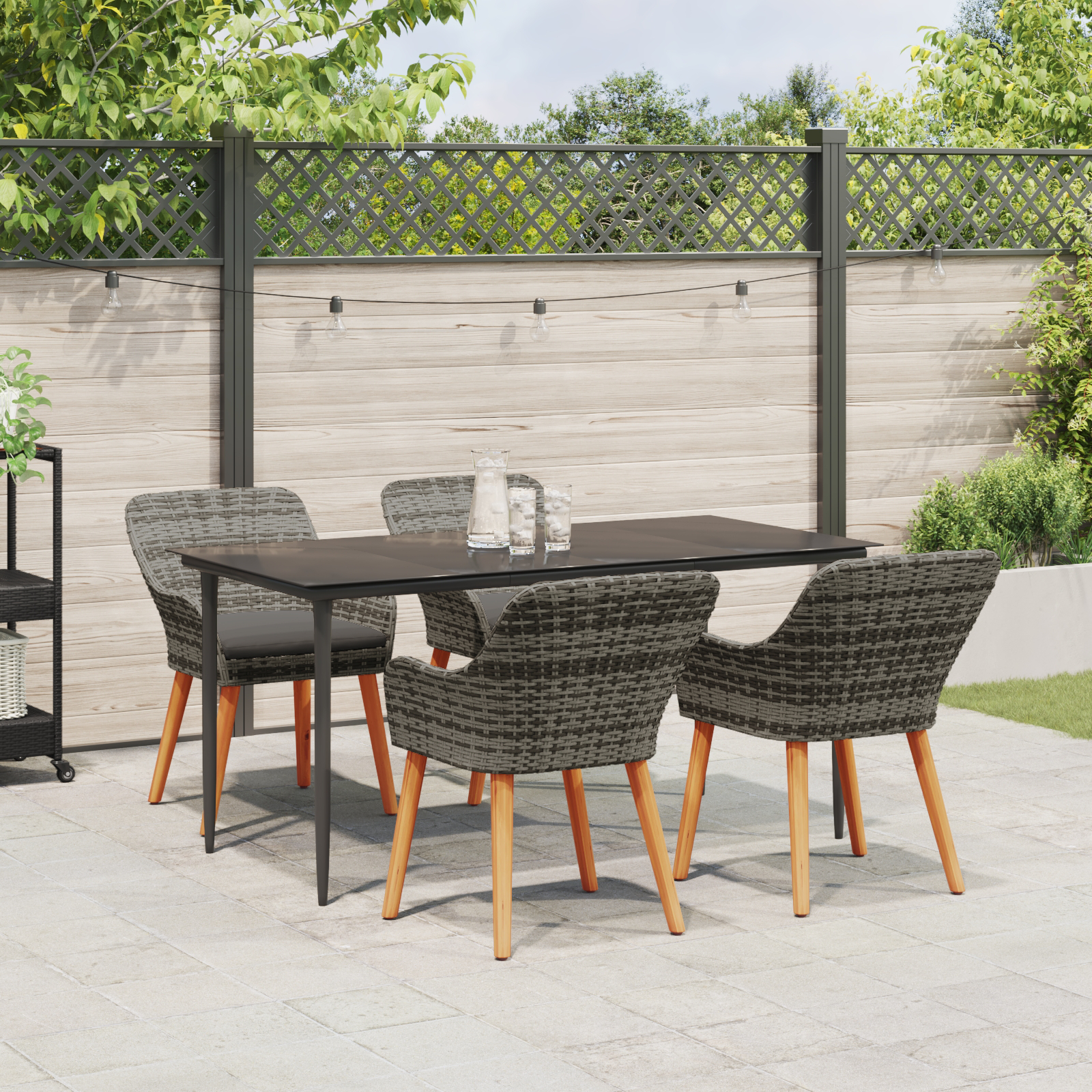 Set Mese Grădină 5 Piese Gri Poly Rattan GartenMobel Dekor