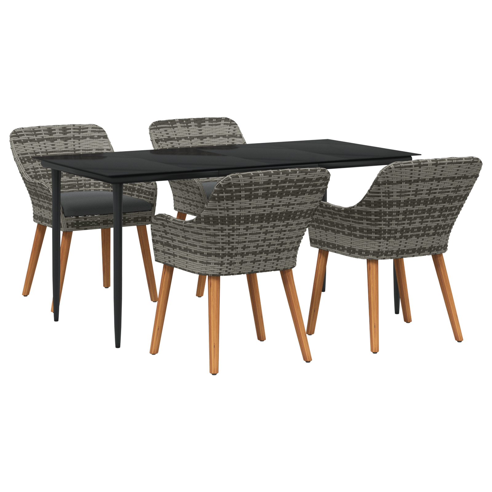 Set Mese Grădină 5 Piese Gri Poly Rattan GartenMobel Dekor
