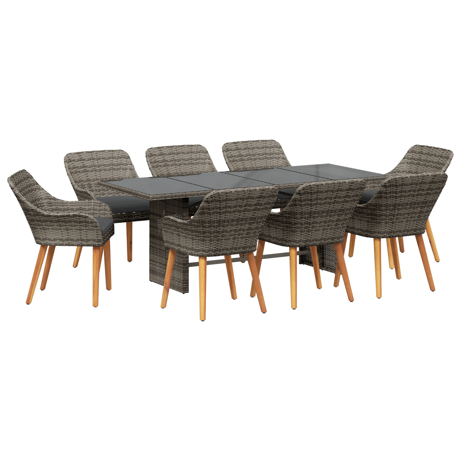 Set de Dining pentru Grădină 9 Piese Gri Poliratan GartenMobel Dekor