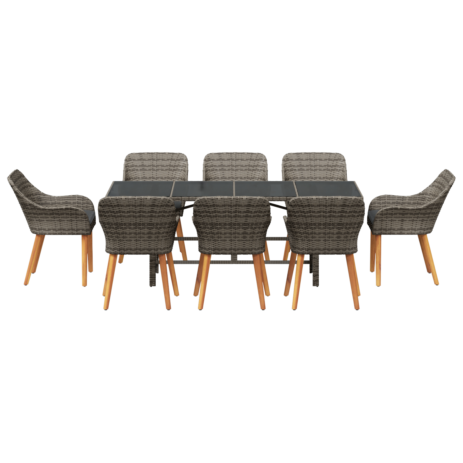 Set de Dining pentru Grădină 9 Piese Gri Poliratan GartenMobel Dekor
