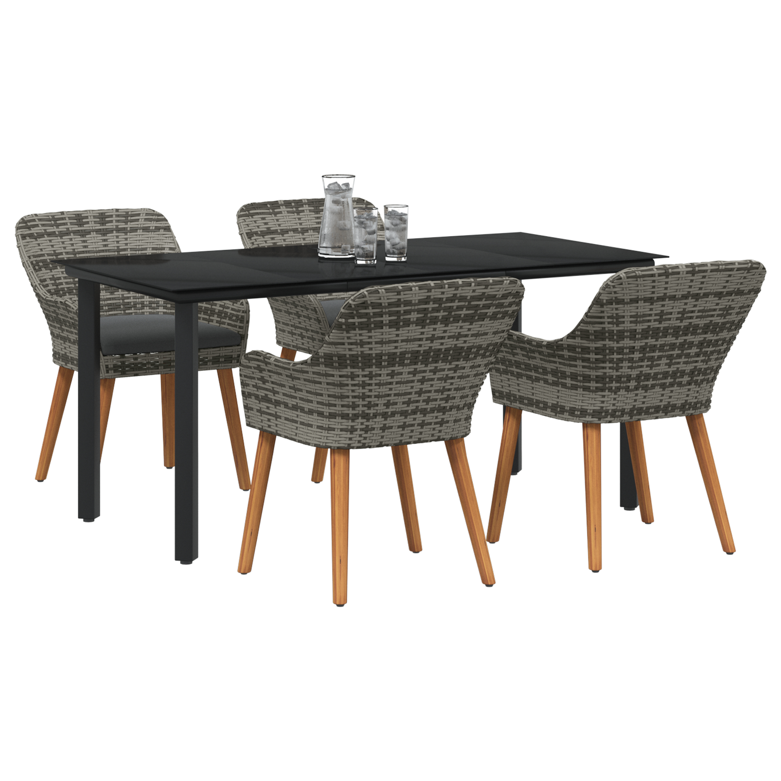 Set de Dining pentru Grădină cu 5 Piese Ratan Gri GartenMobel Dekor