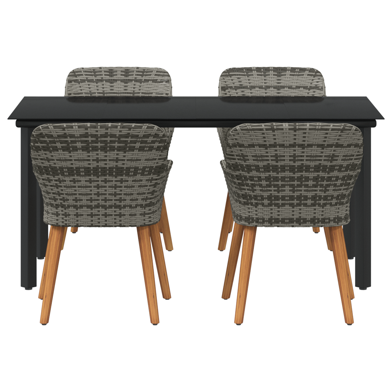 Set de Dining pentru Grădină cu 5 Piese Ratan Gri GartenMobel Dekor