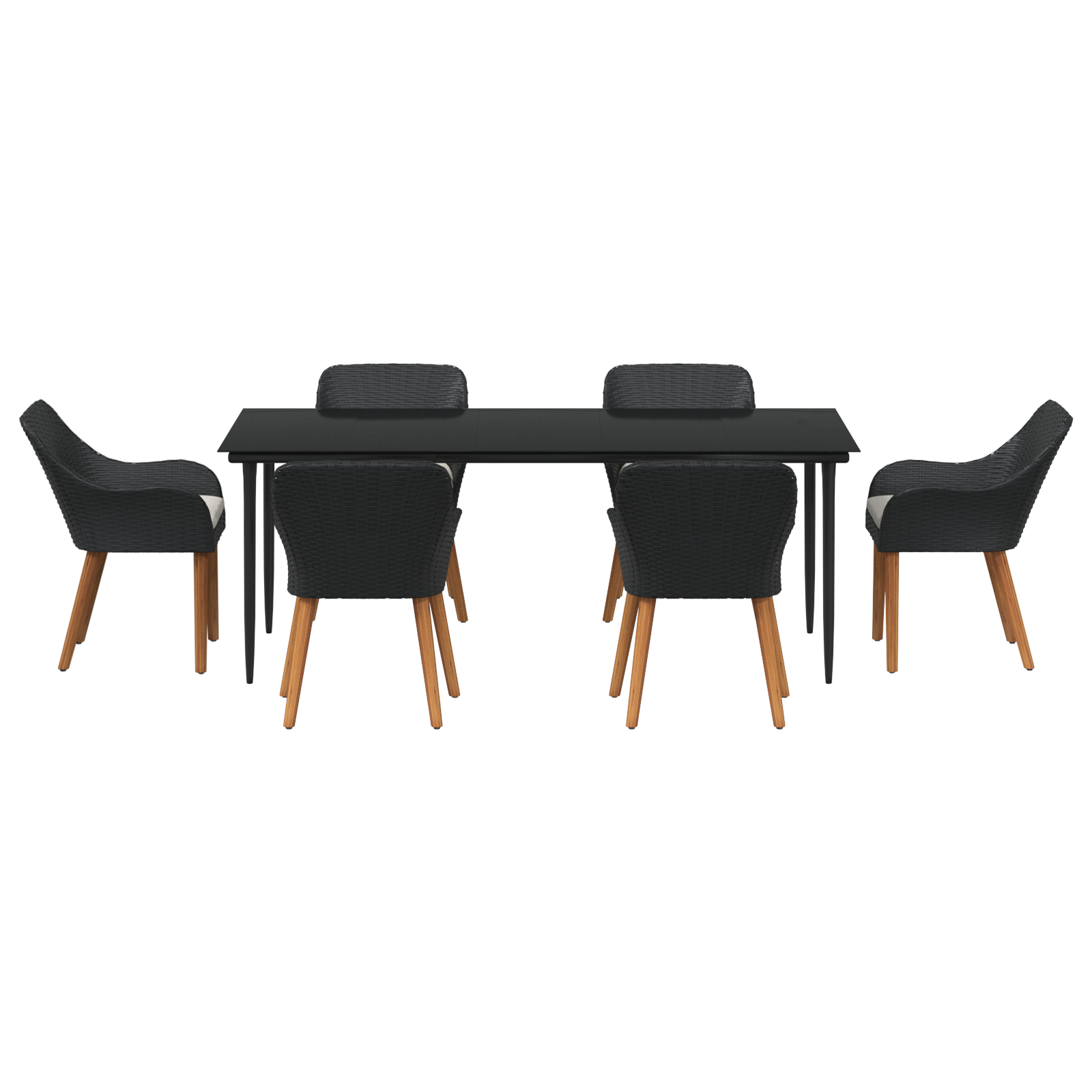 Set de Dining pentru Grădină de 7 Piese Negru din Poliratan GartenMobel Dekor