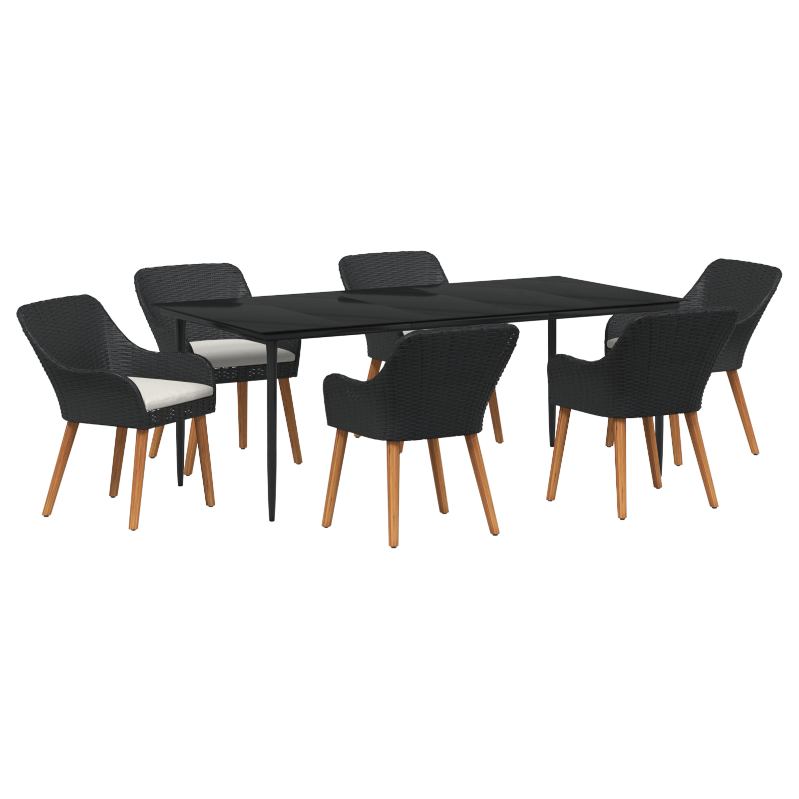 Set de Dining pentru Grădină de 7 Piese Negru din Poliratan GartenMobel Dekor