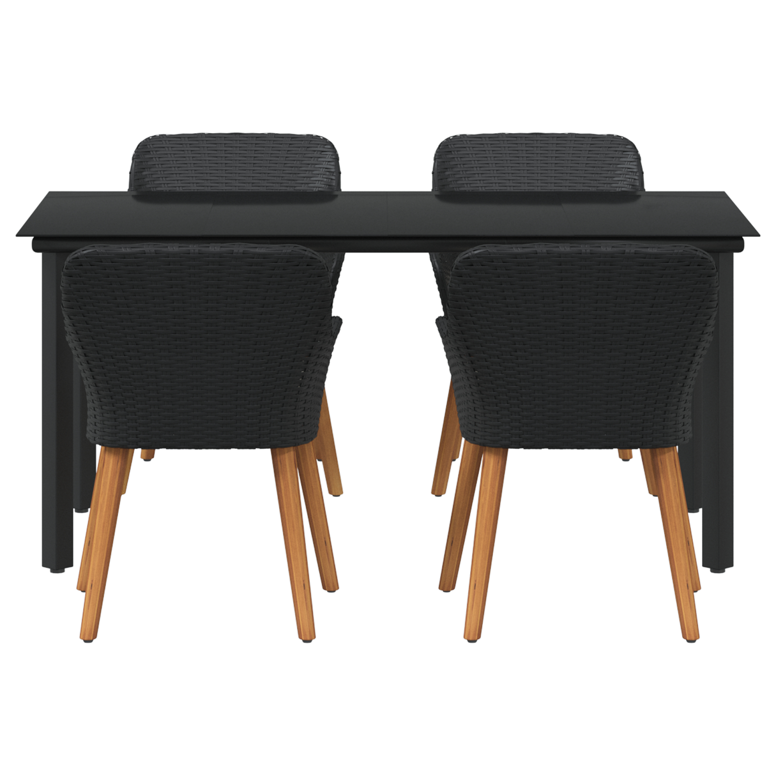 Set de dining de 5 piese Negru Poliratan GartenMobel Dekor