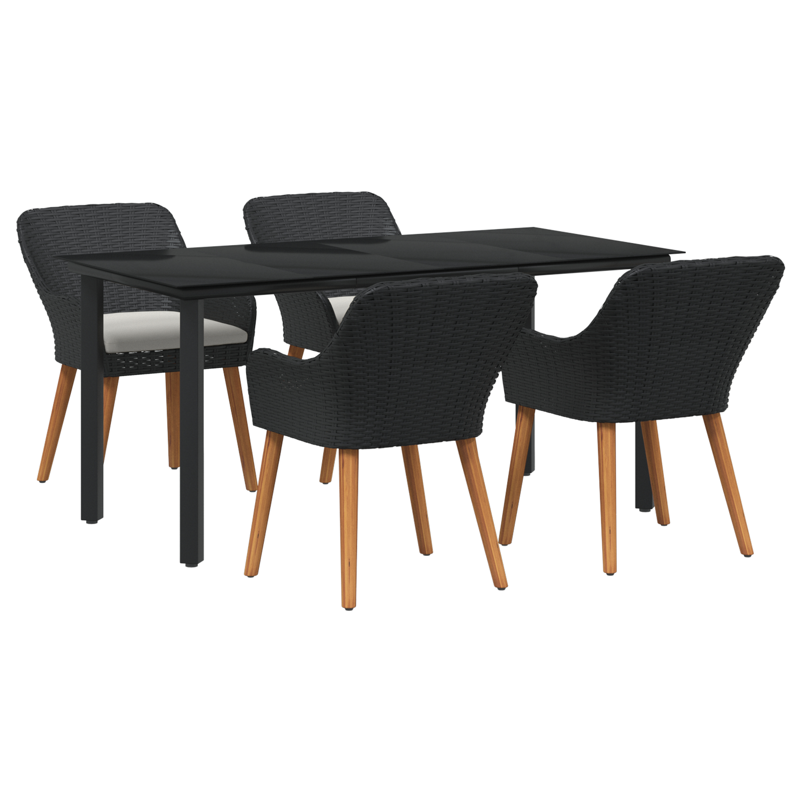Set de dining de 5 piese Negru Poliratan GartenMobel Dekor