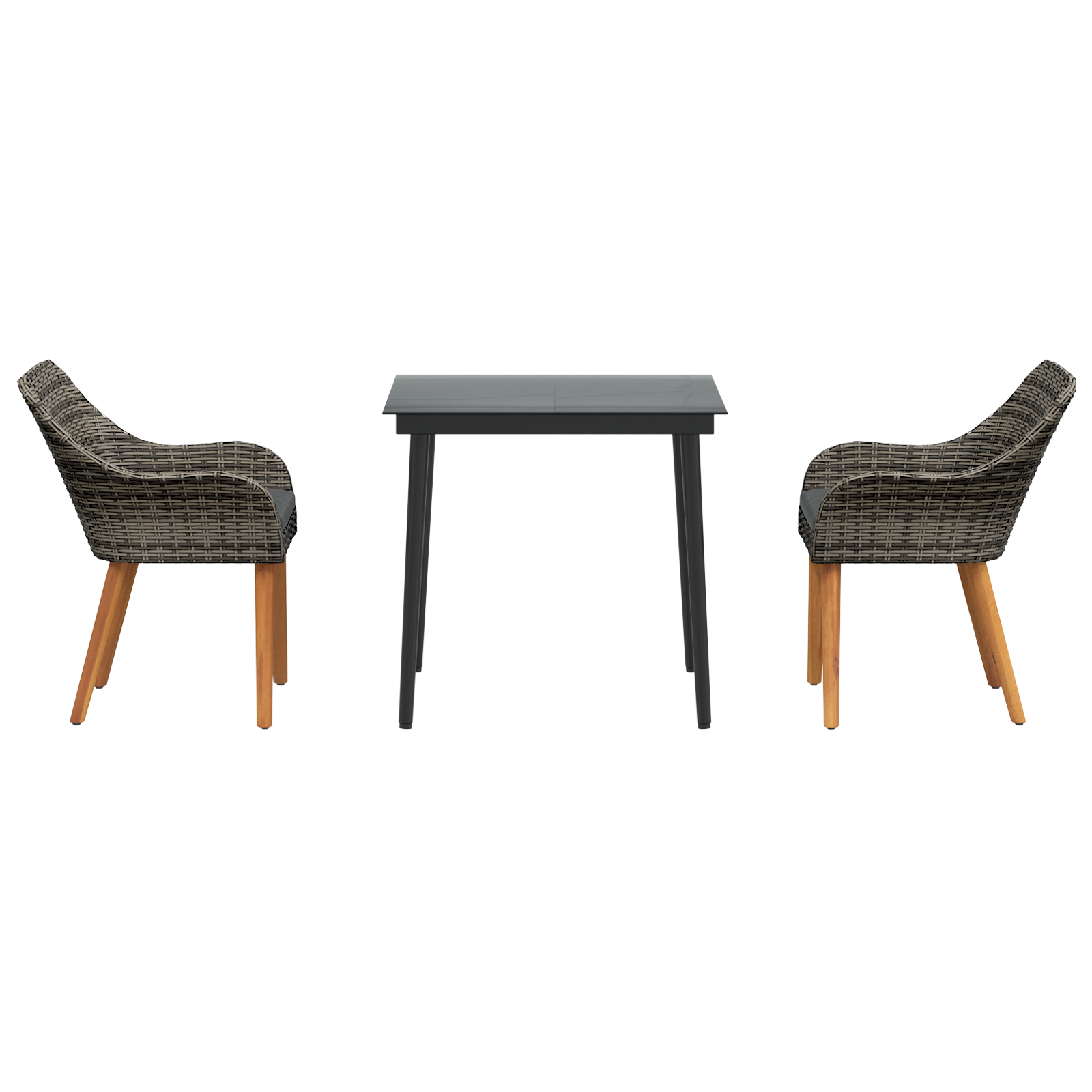 Set de dining pentru grădină 3 piese gri din ratan poliester GartenMobel Dekor