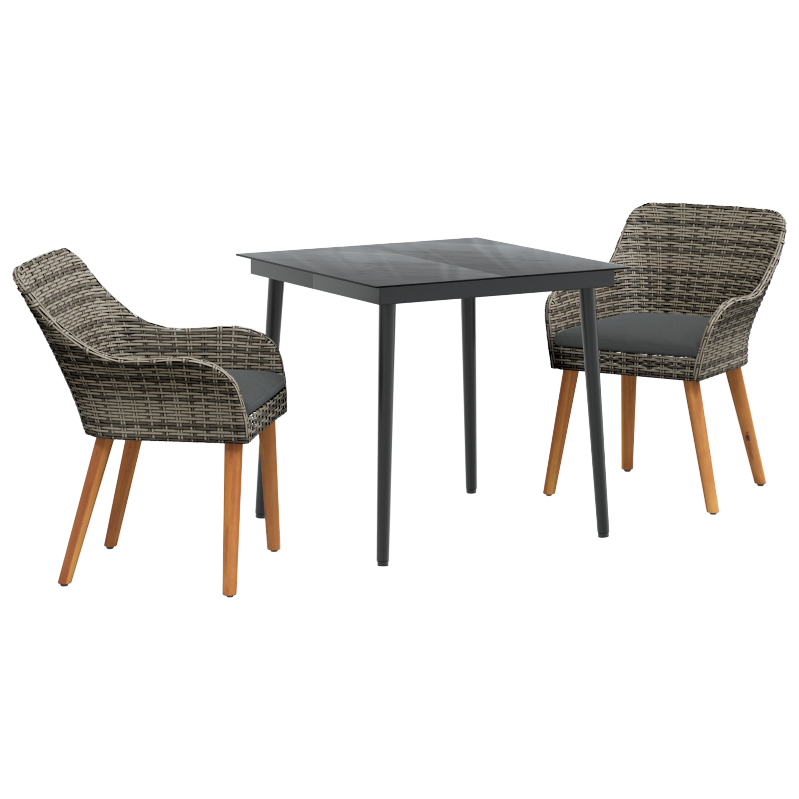 Set de dining pentru grădină 3 piese gri din ratan poliester GartenMobel Dekor