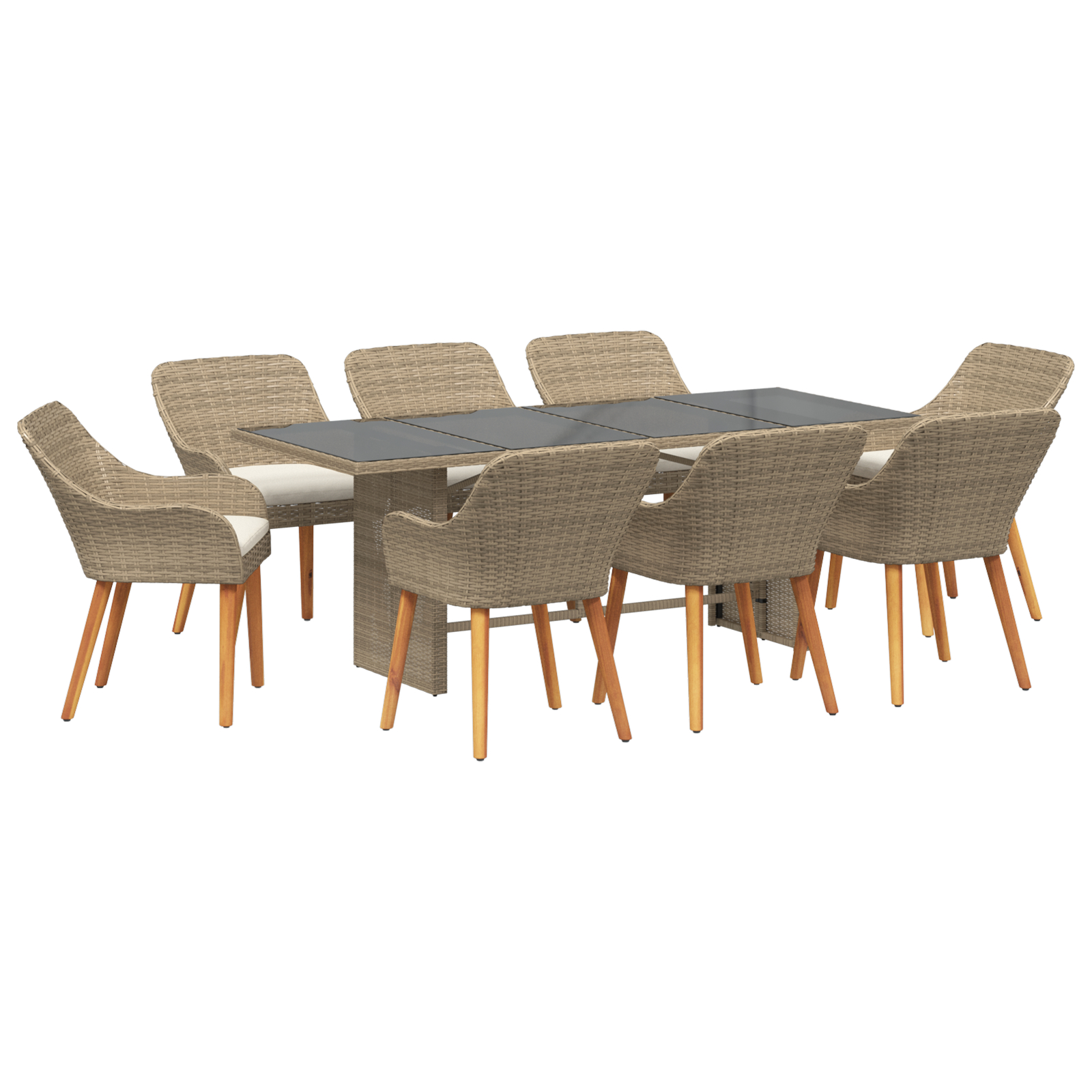 Set de dining pentru grădină 9 piese bej din rattan polimeric GartenMobel Dekor