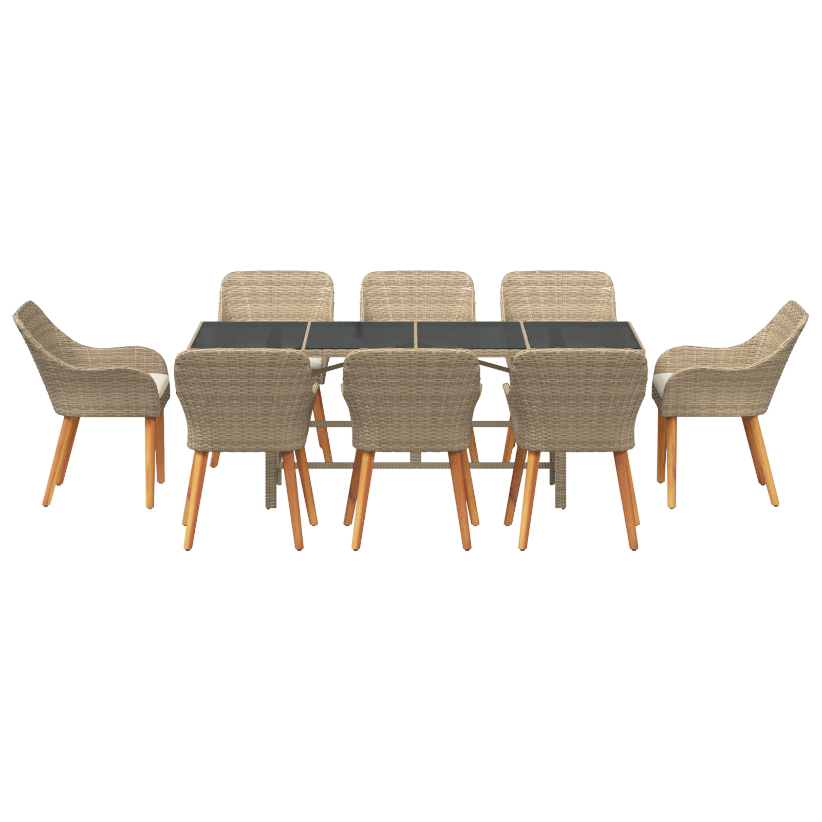 Set de dining pentru grădină 9 piese bej din rattan polimeric GartenMobel Dekor