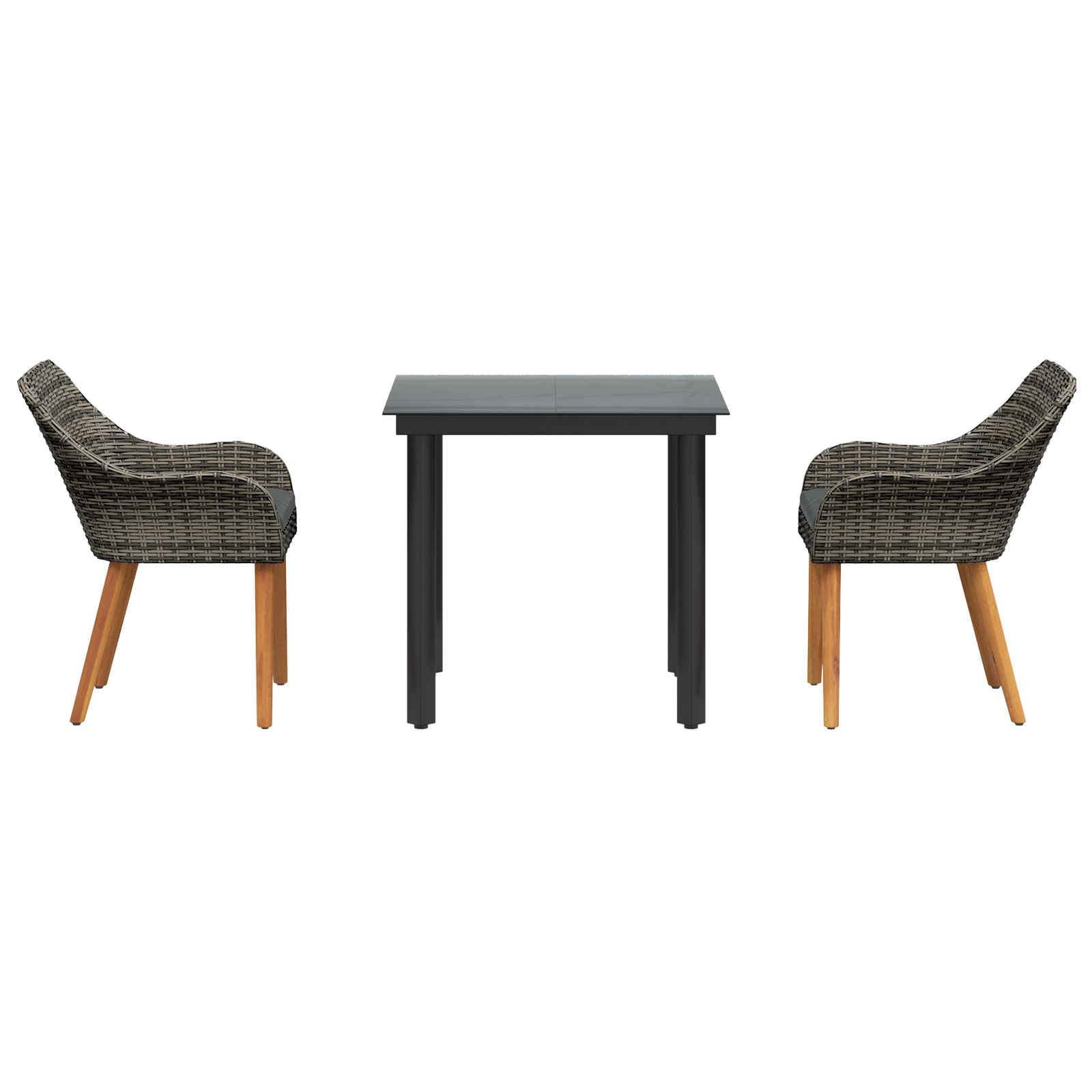 Set de dining pentru grădină cu 3 piese Ratan Polimer Gri GartenMobel Dekor