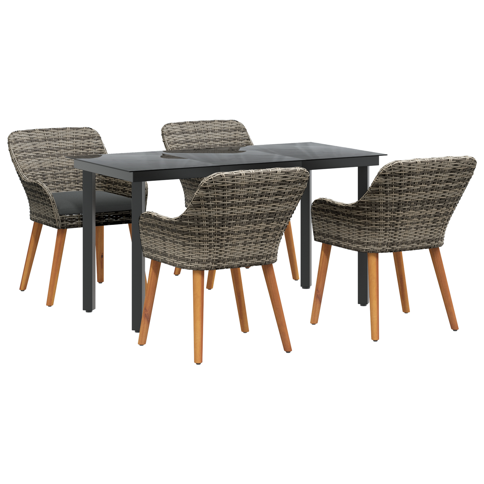 Set de dining pentru grădină cu 5 piese, gri, din ratan poliesteric GartenMobel Dekor