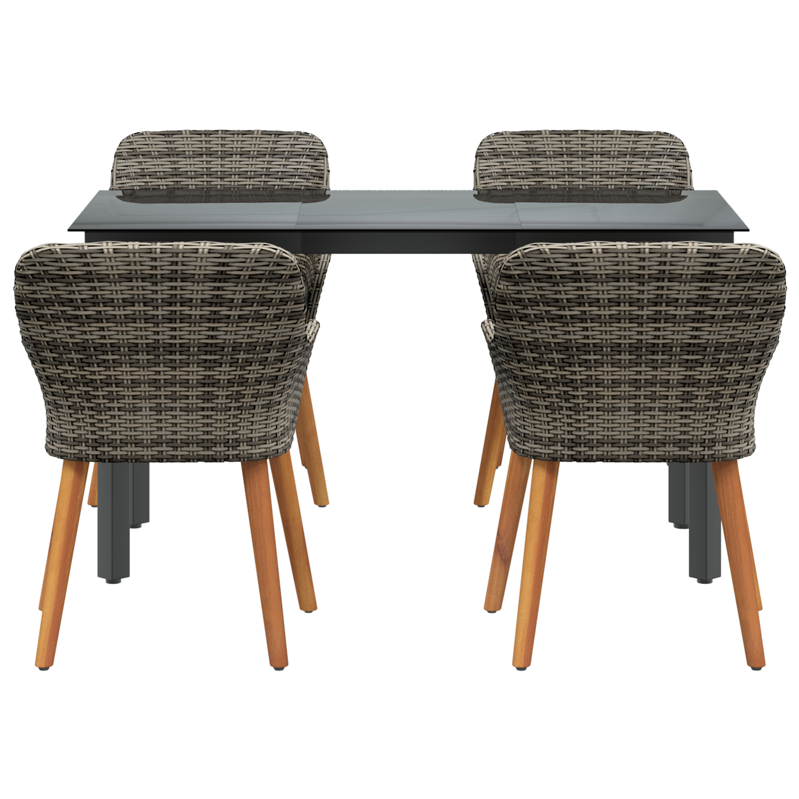 Set de dining pentru grădină cu 5 piese, gri, din ratan poliesteric GartenMobel Dekor