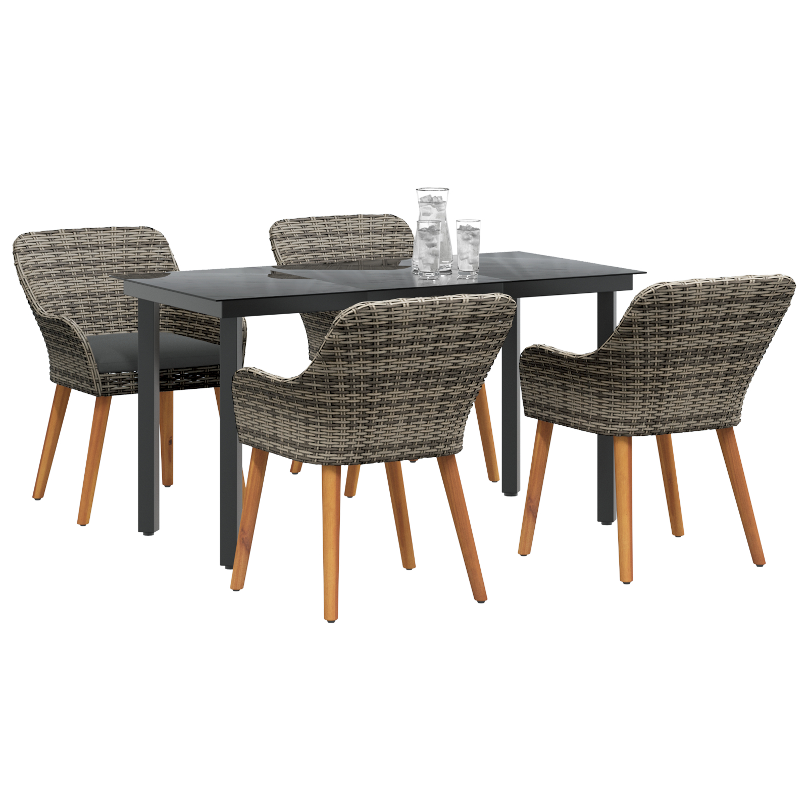 Set de dining pentru grădină cu 5 piese, gri, din ratan poliesteric GartenMobel Dekor