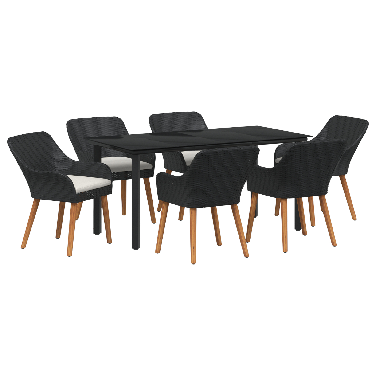 Set de dining pentru grădină cu 7 piese din poli ratan negru GartenMobel Dekor