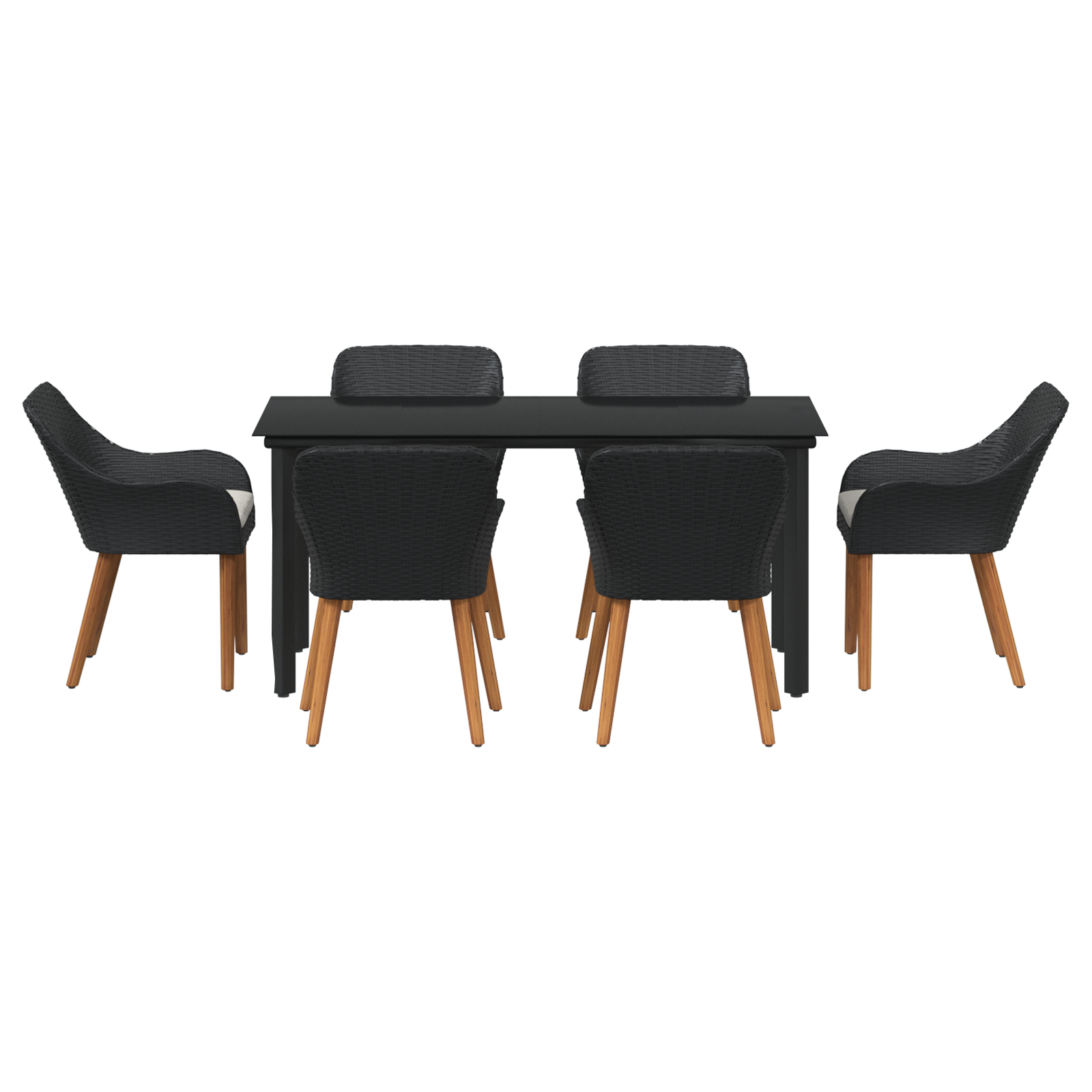 Set de dining pentru grădină cu 7 piese din poli ratan negru GartenMobel Dekor