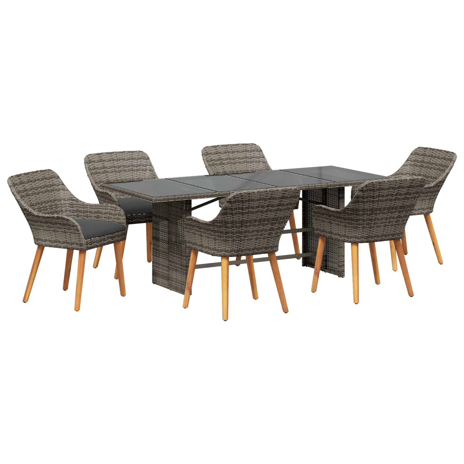 Set de dining pentru grădină cu 7 piese din ratan gri GartenMobel Dekor