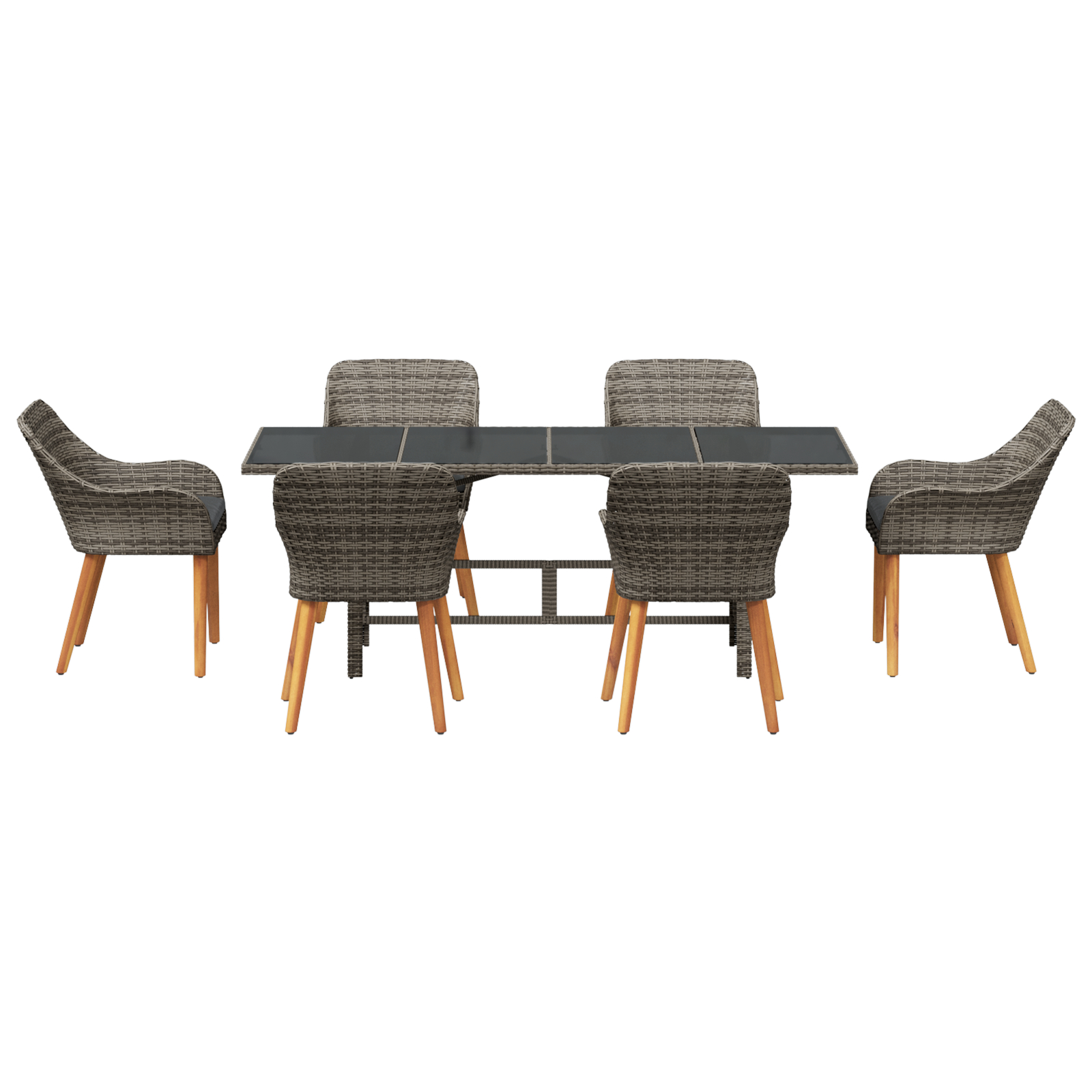 Set de dining pentru grădină cu 7 piese din ratan gri GartenMobel Dekor