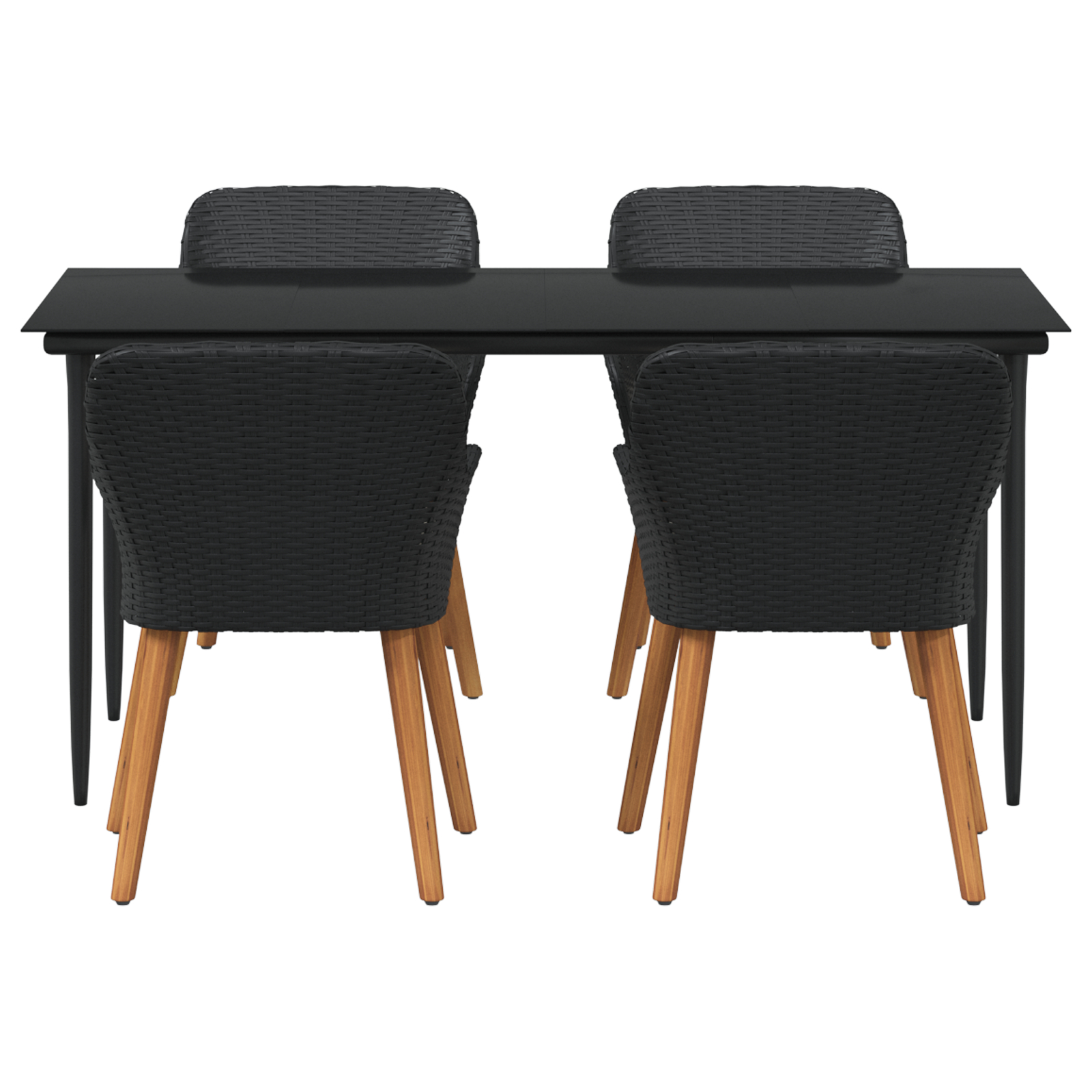 Set de dining pentru grădină de 5 piese din ratan negru GartenMobel Dekor