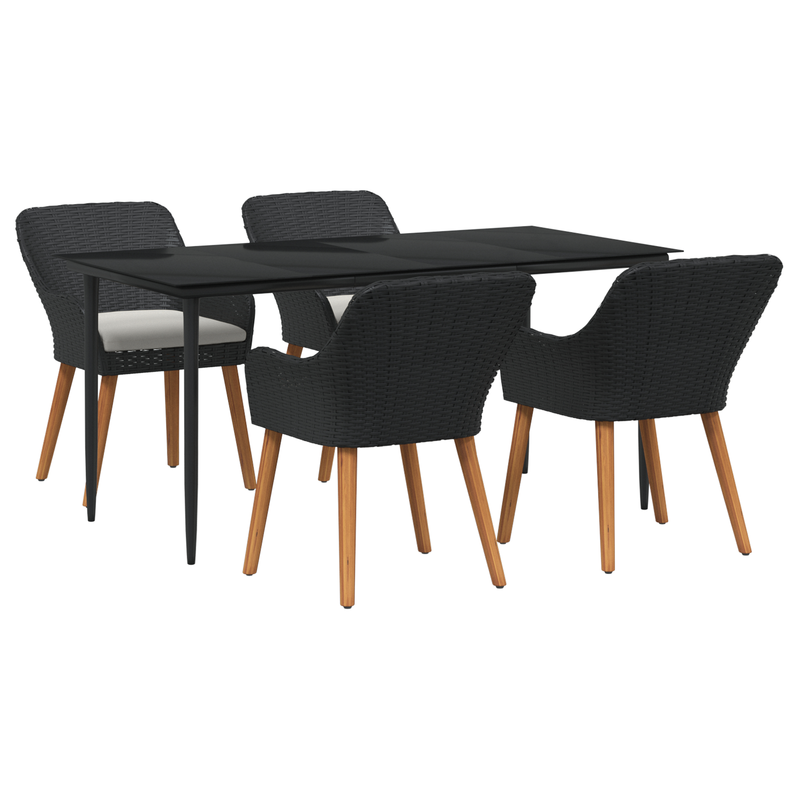 Set de dining pentru grădină de 5 piese din ratan negru GartenMobel Dekor