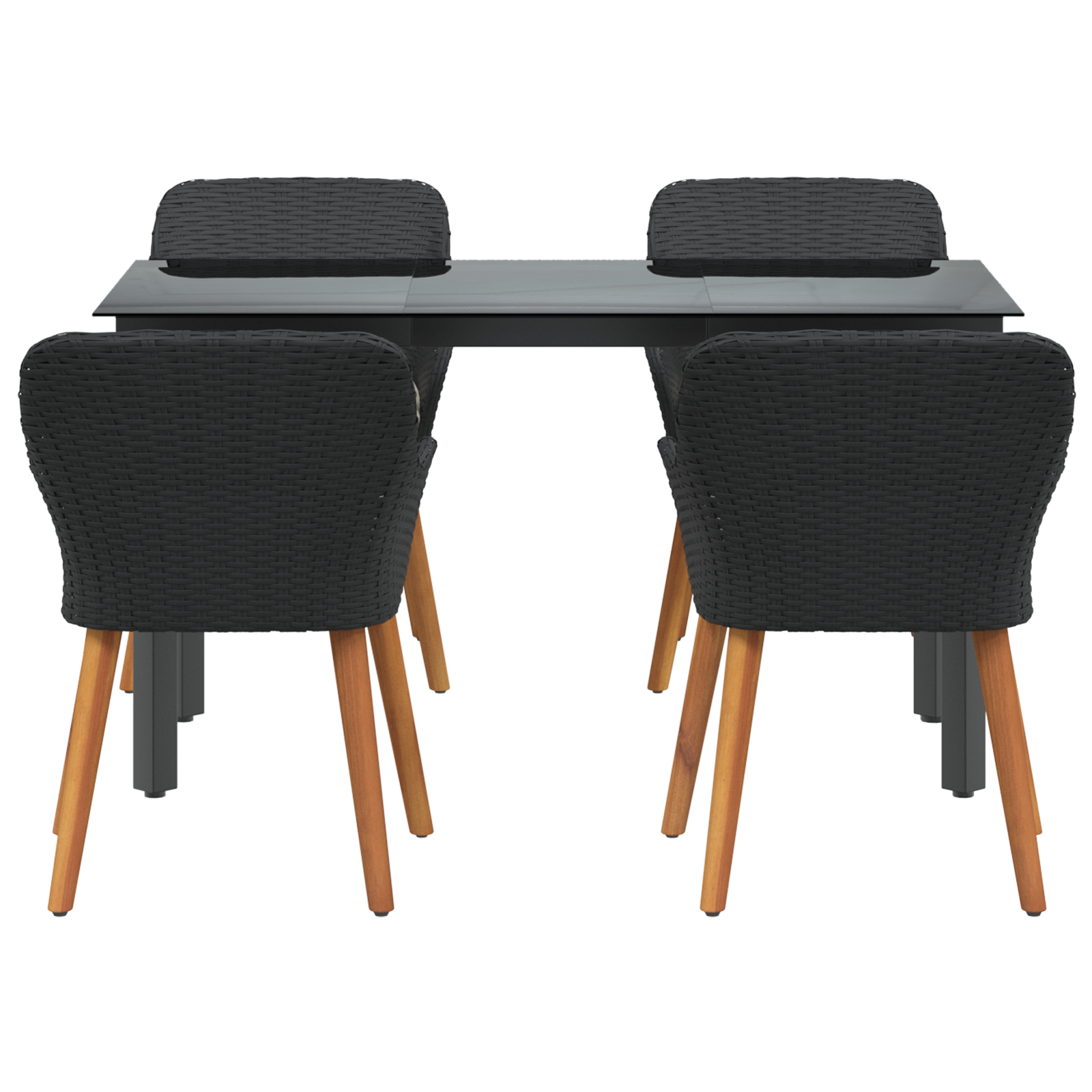 Set dining grădină 5 piese poliratan negru GartenMobel Dekor
