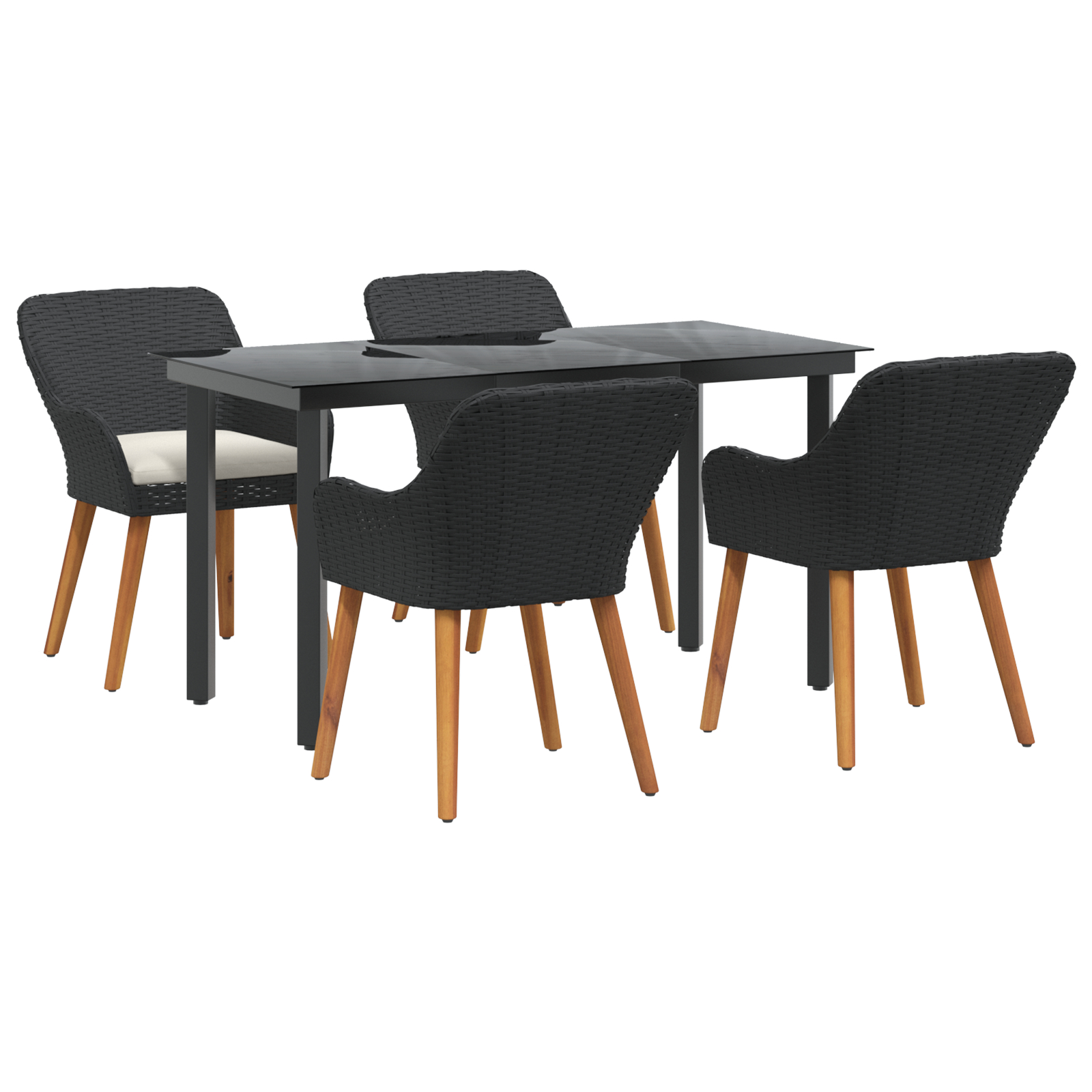 Set dining grădină 5 piese poliratan negru GartenMobel Dekor