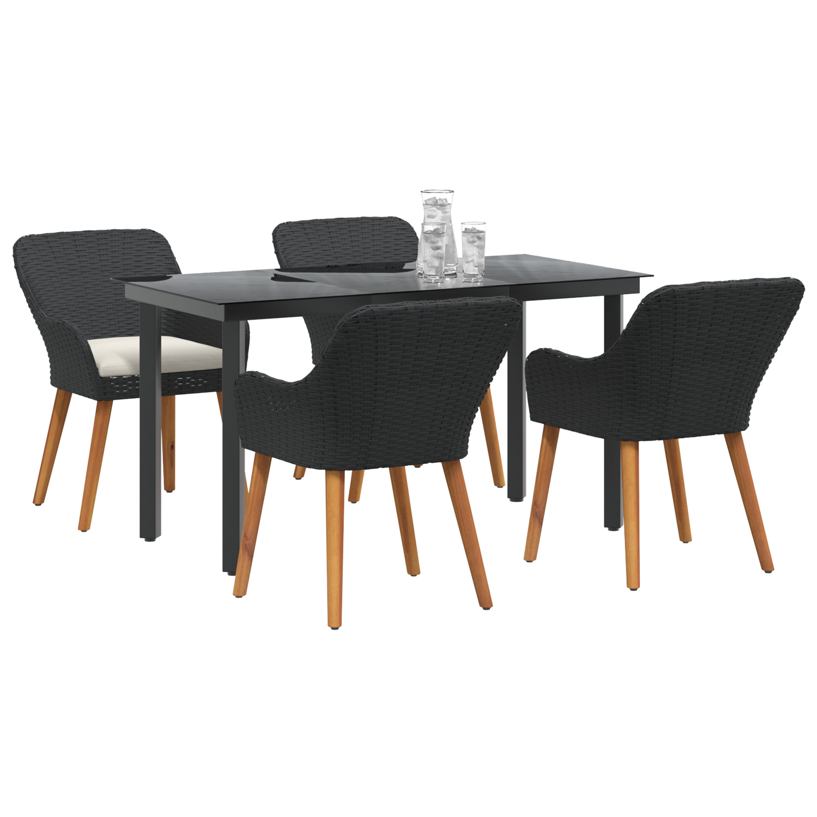Set dining grădină 5 piese poliratan negru GartenMobel Dekor