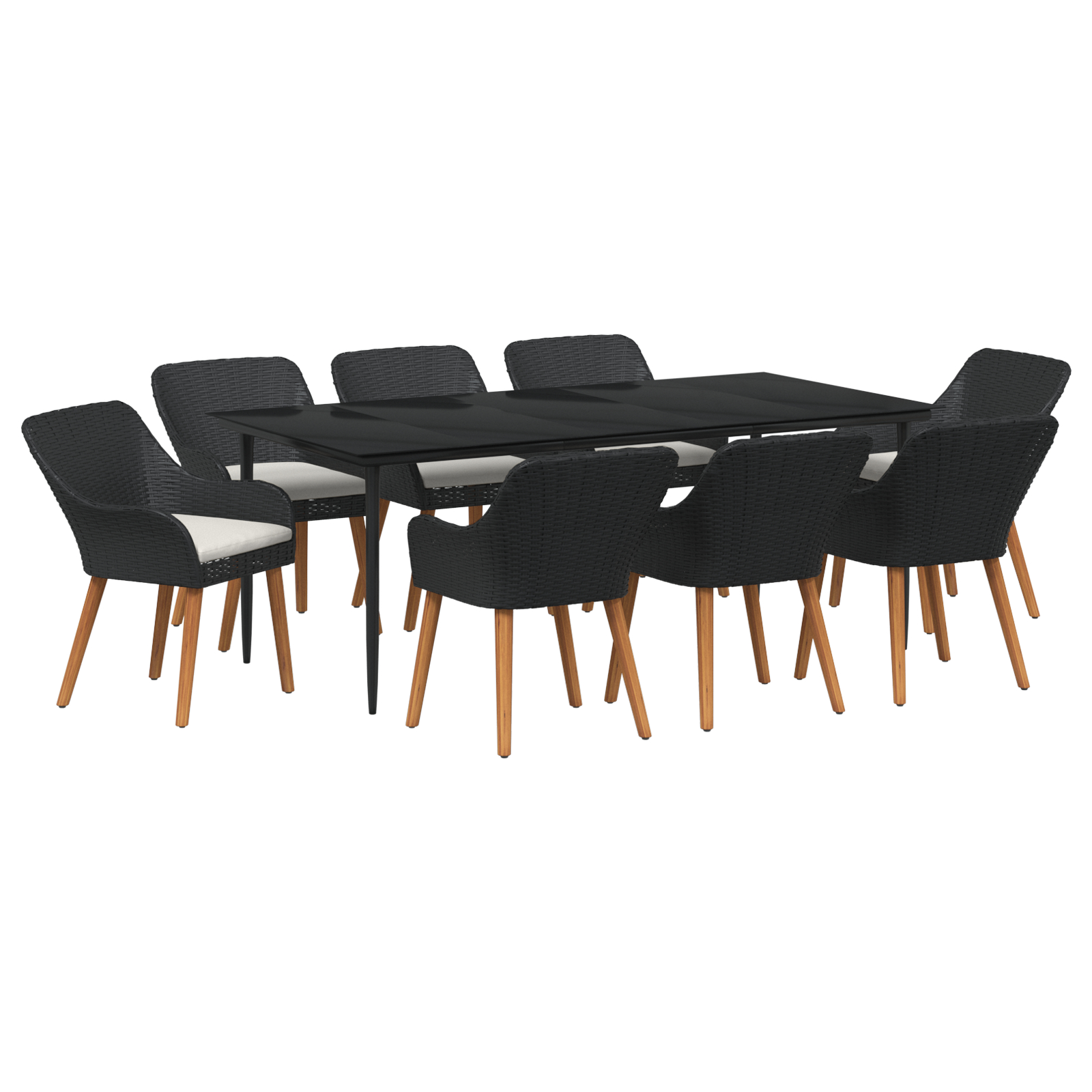 Set dining grădină 9 piese Poliratan Negru GartenMobel Dekor