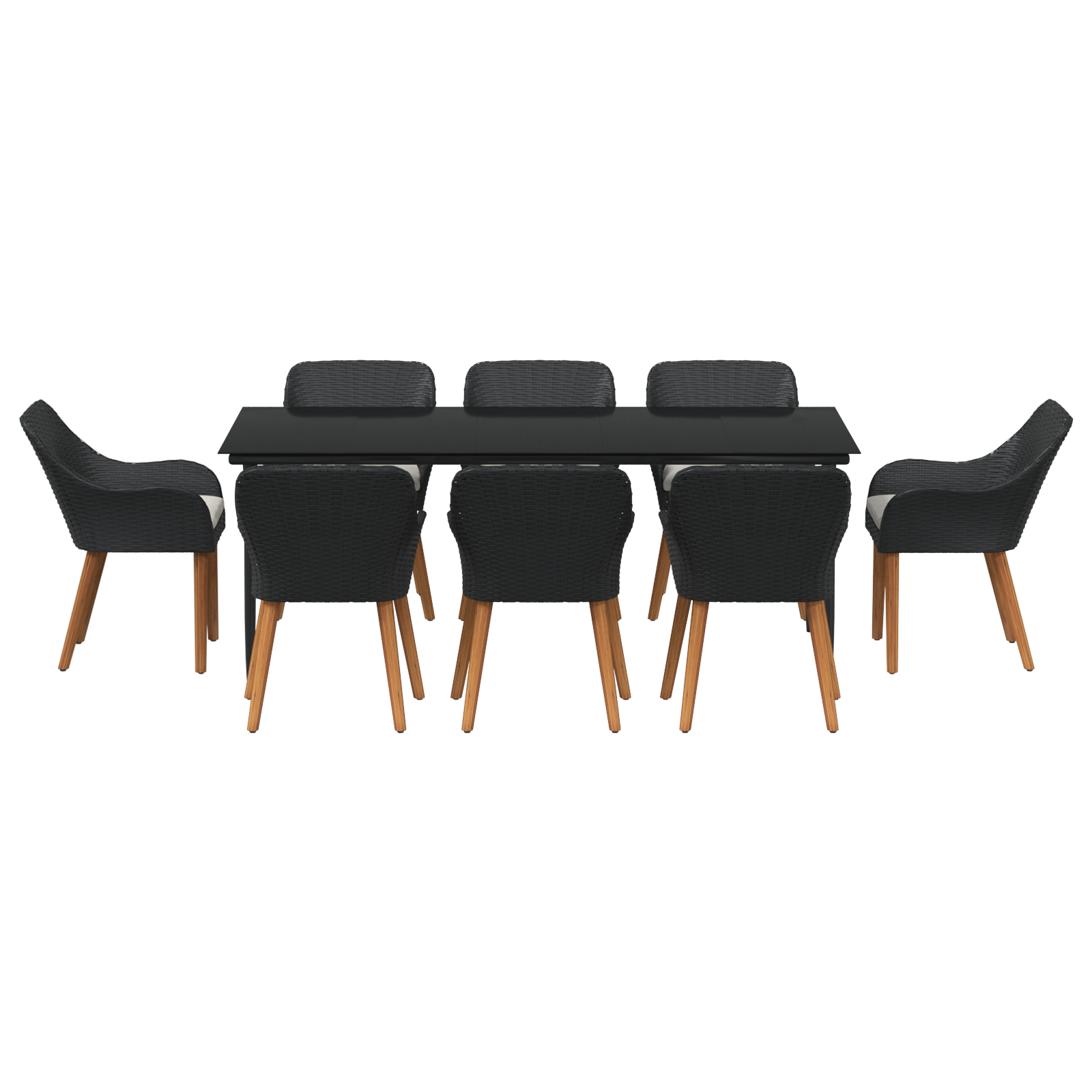 Set dining grădină 9 piese Poliratan Negru GartenMobel Dekor