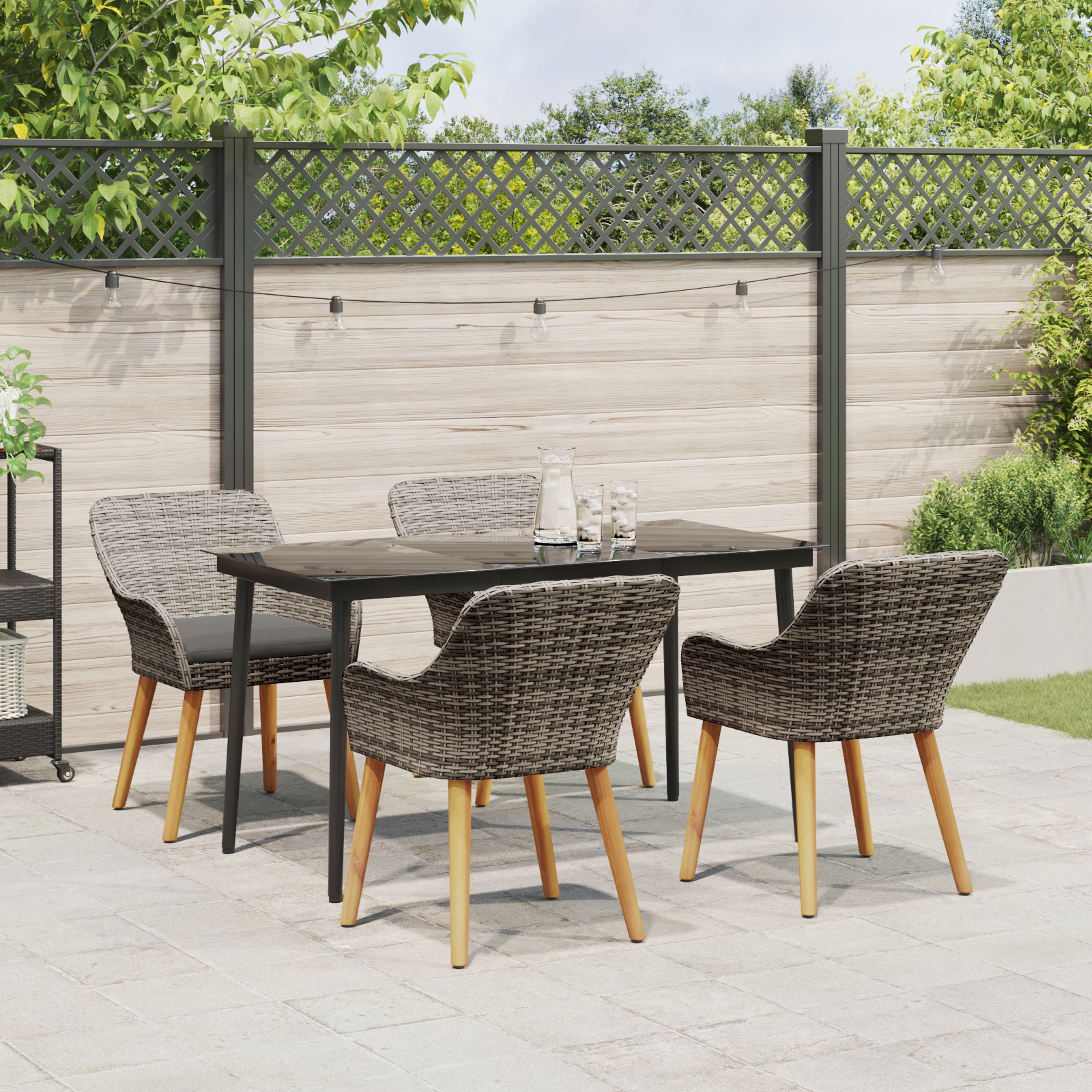 Set masă grădină 5 piese Gri Ratan Poli GartenMobel Dekor