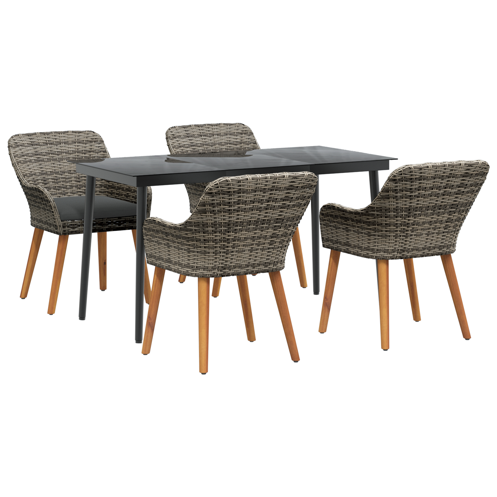 Set masă grădină 5 piese Gri Ratan Poli GartenMobel Dekor
