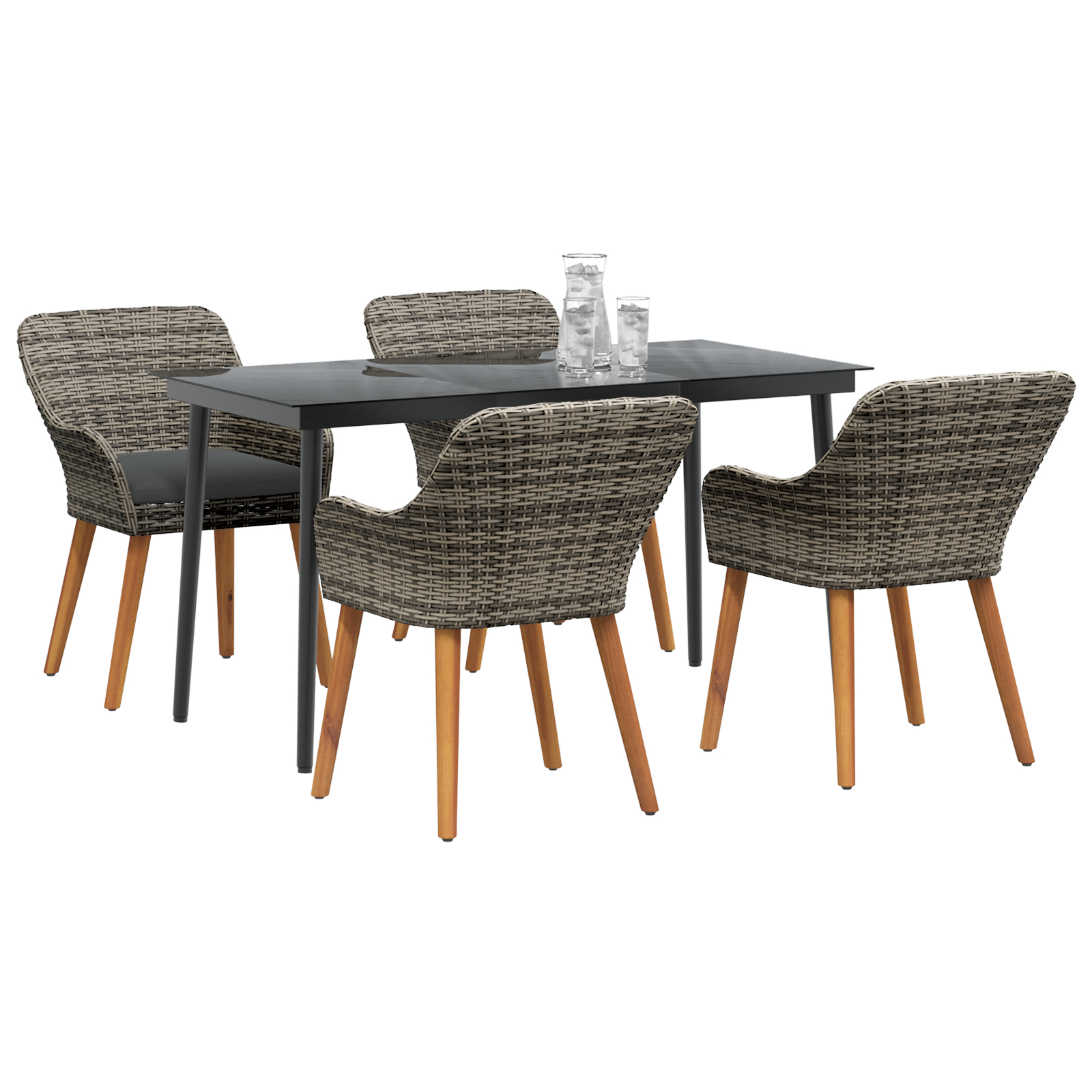 Set masă grădină 5 piese Gri Ratan Poli GartenMobel Dekor