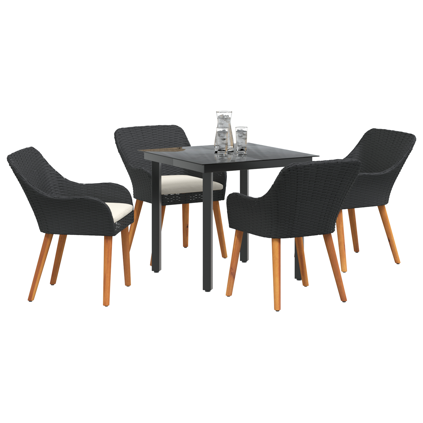 Set mese grădină 5 piese Negru Ratan Poly GartenMobel Dekor