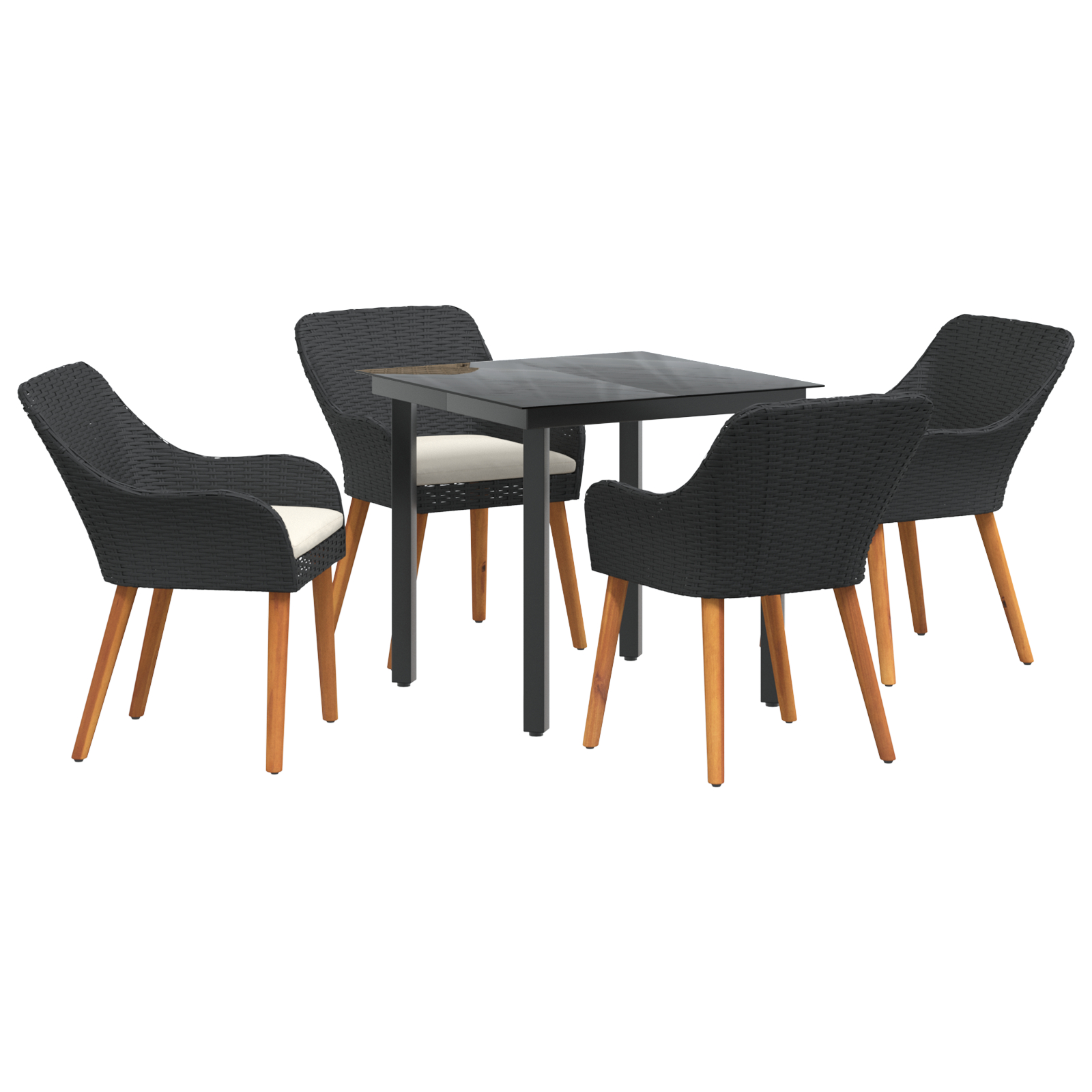 Set mese grădină 5 piese Negru Ratan Poly GartenMobel Dekor