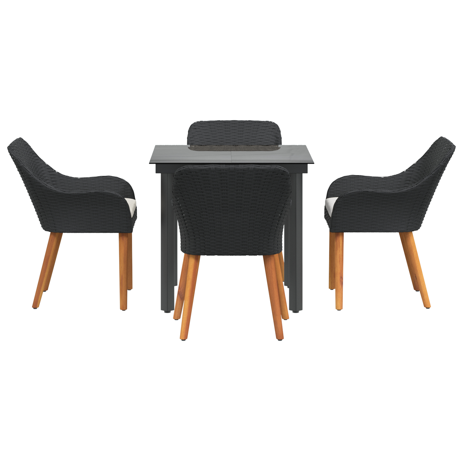 Set mese grădină 5 piese Negru Ratan Poly GartenMobel Dekor