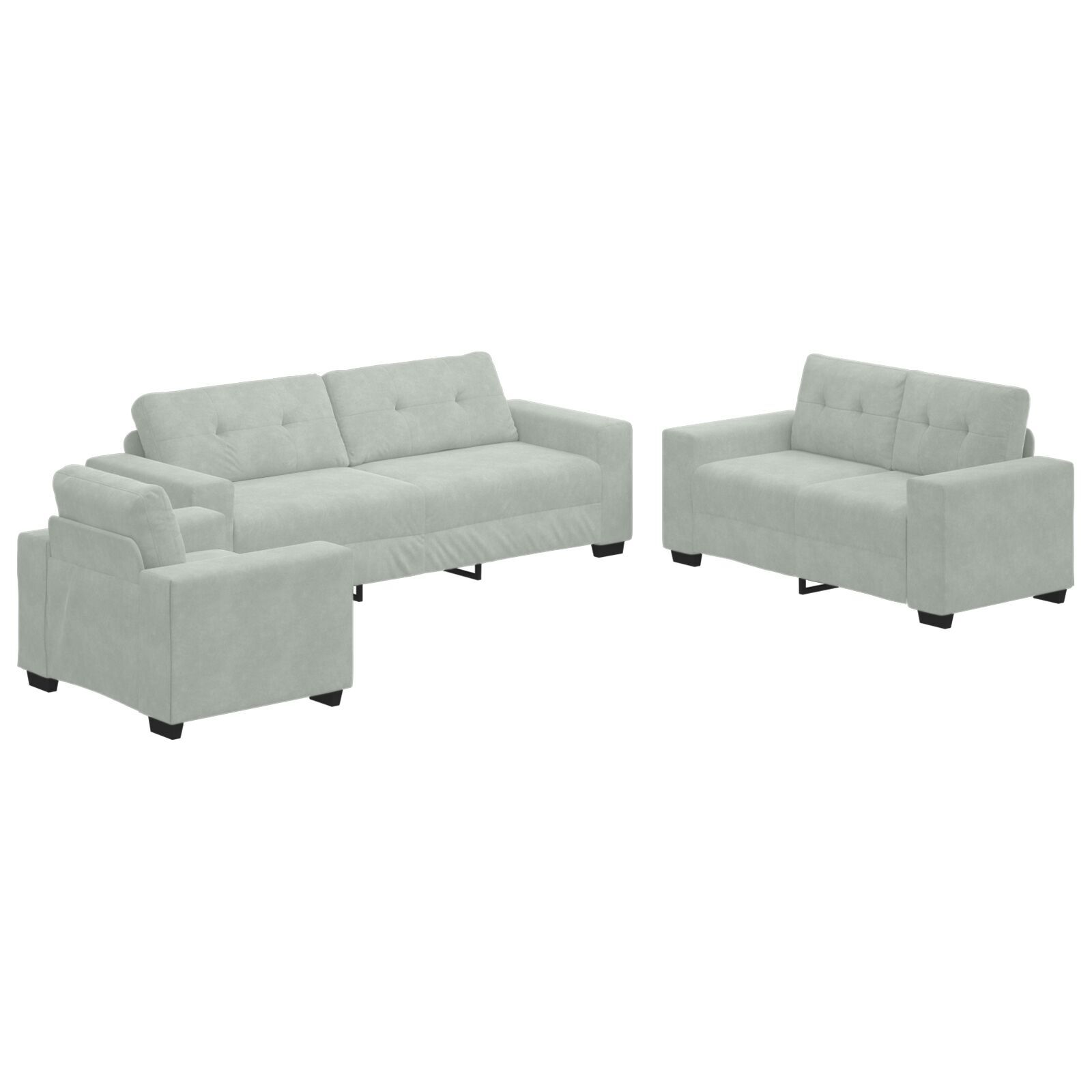 Set canapea, 3 piese, perne gri deschis, catifea GartenMobel Dekor