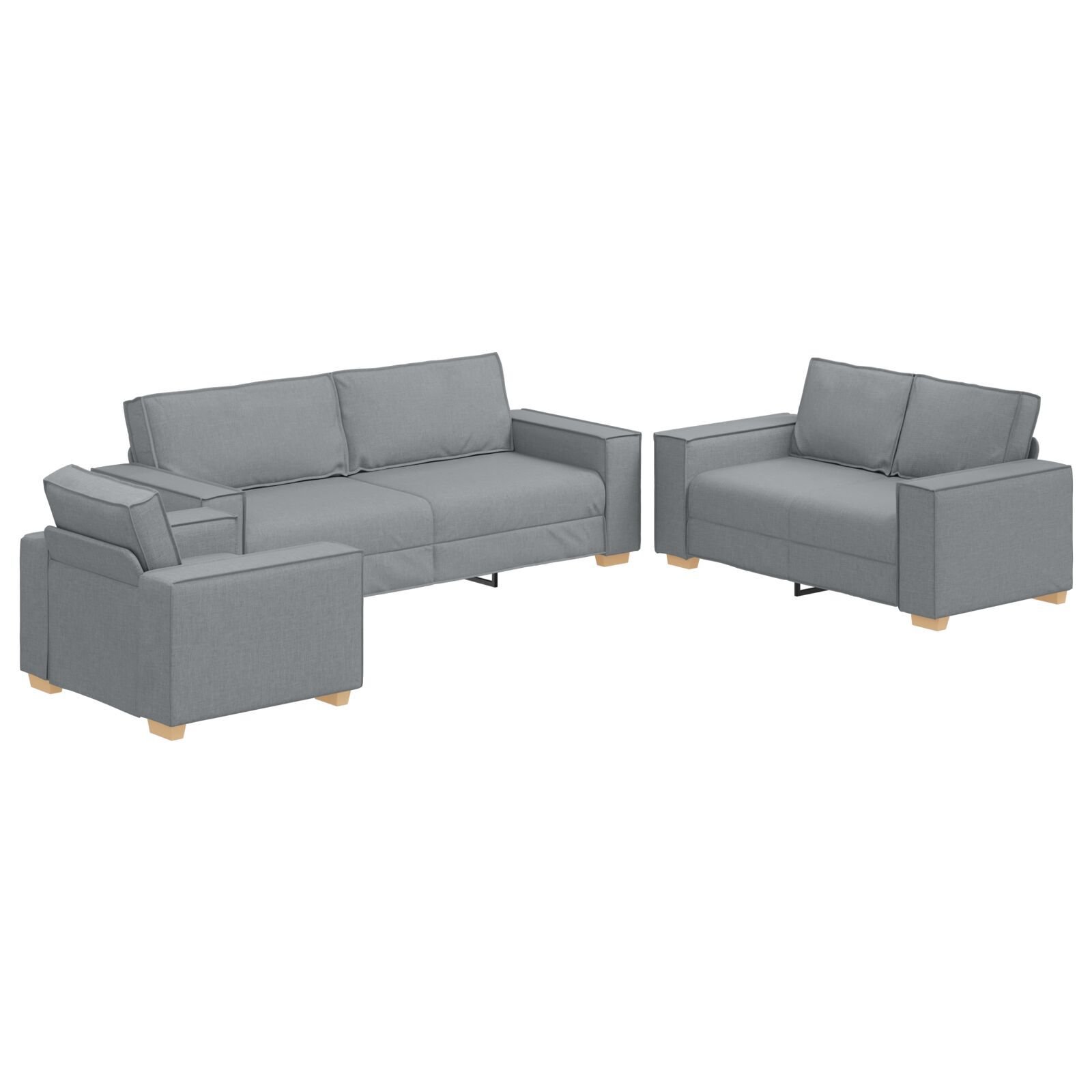 Set canapea, 3 piese, perne gri deschis, textil GartenMobel Dekor
