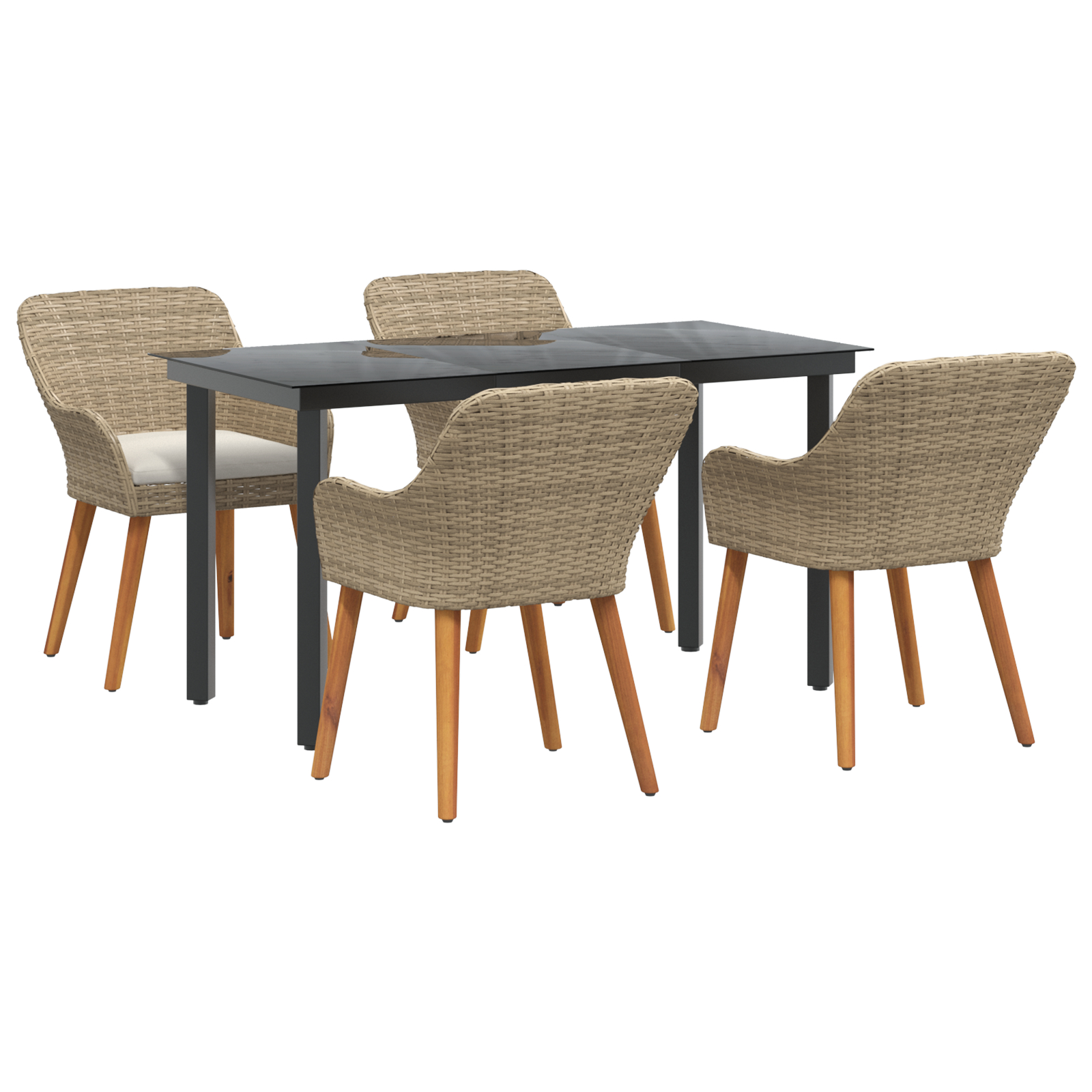 Set de dining de grădină 5 piese Bej Ratan Poli GartenMobel Dekor
