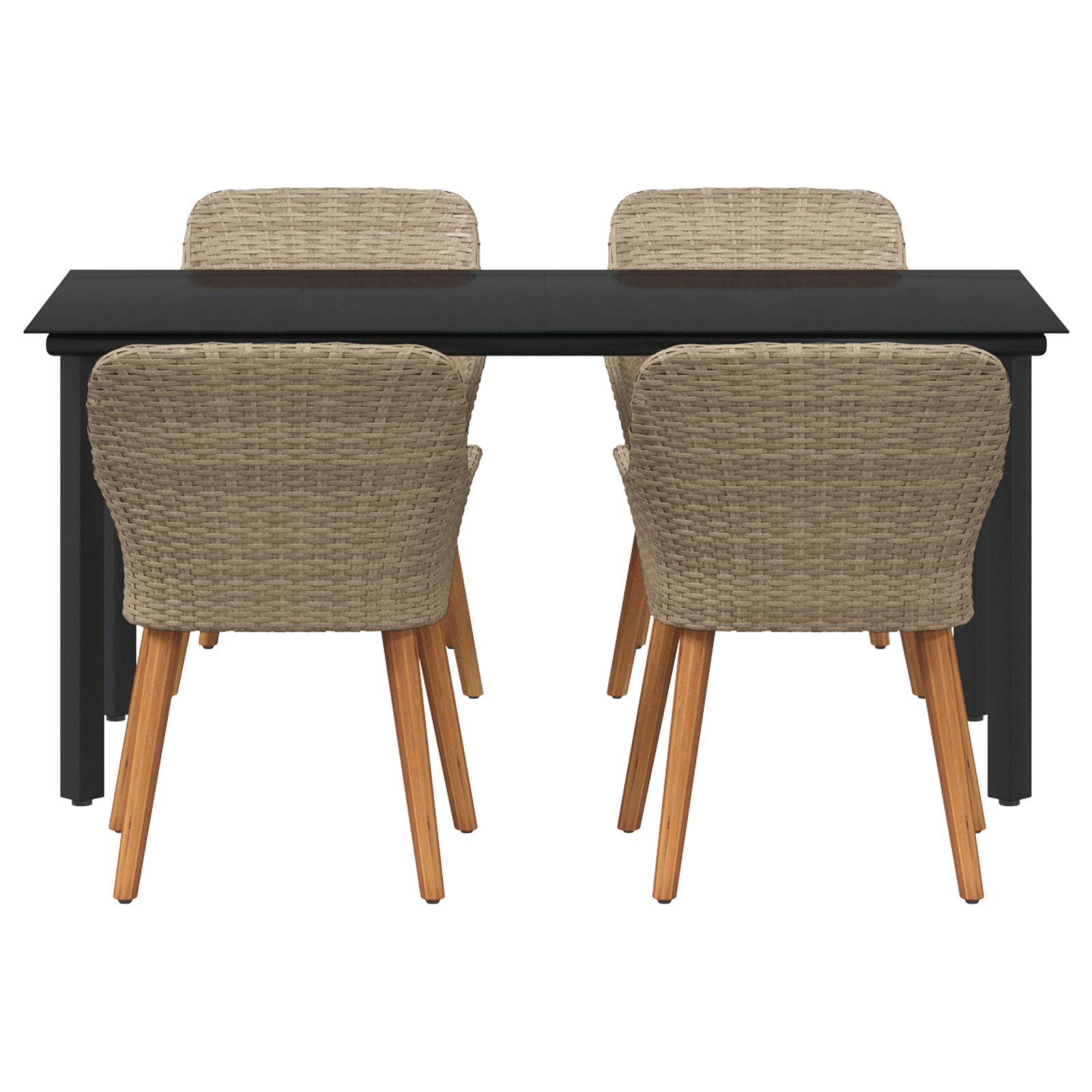 Set de dining pentru grădină 5 piese Bej Ratan Poliat GartenMobel Dekor