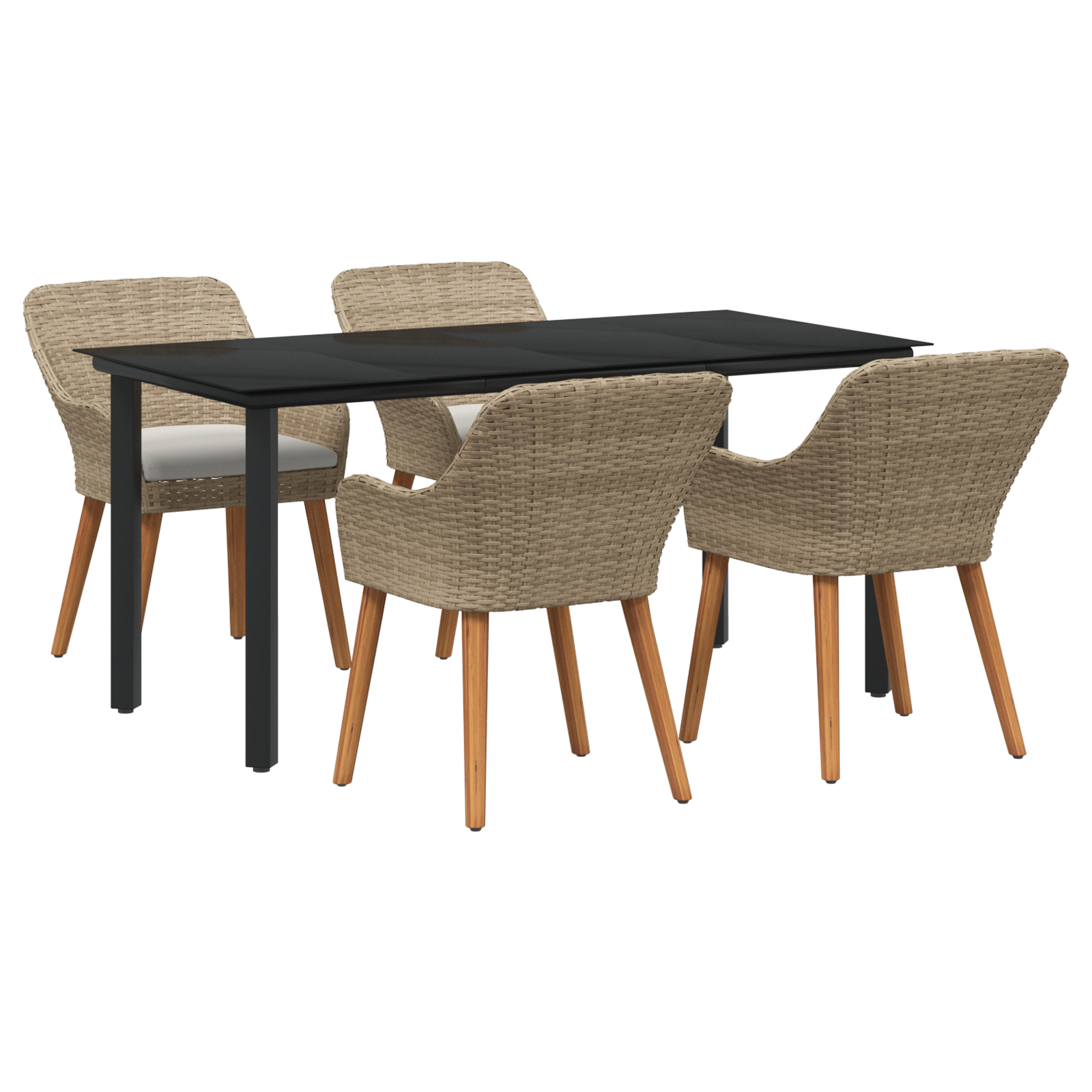 Set de dining pentru grădină 5 piese Bej Ratan Poliat GartenMobel Dekor