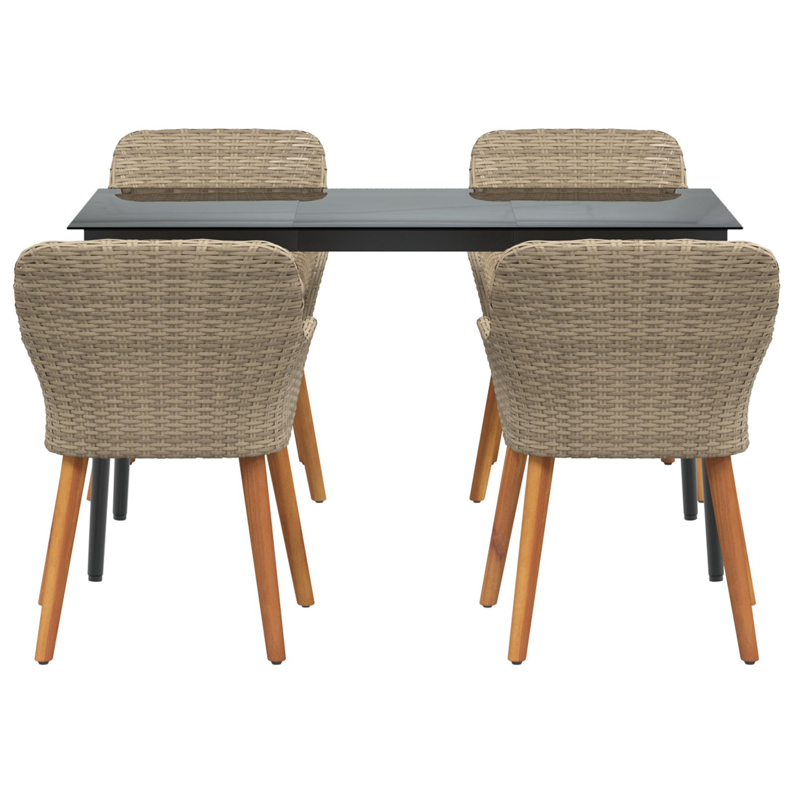 Set de dining pentru grădină 5 piese Bej din Ratan Poly GartenMobel Dekor