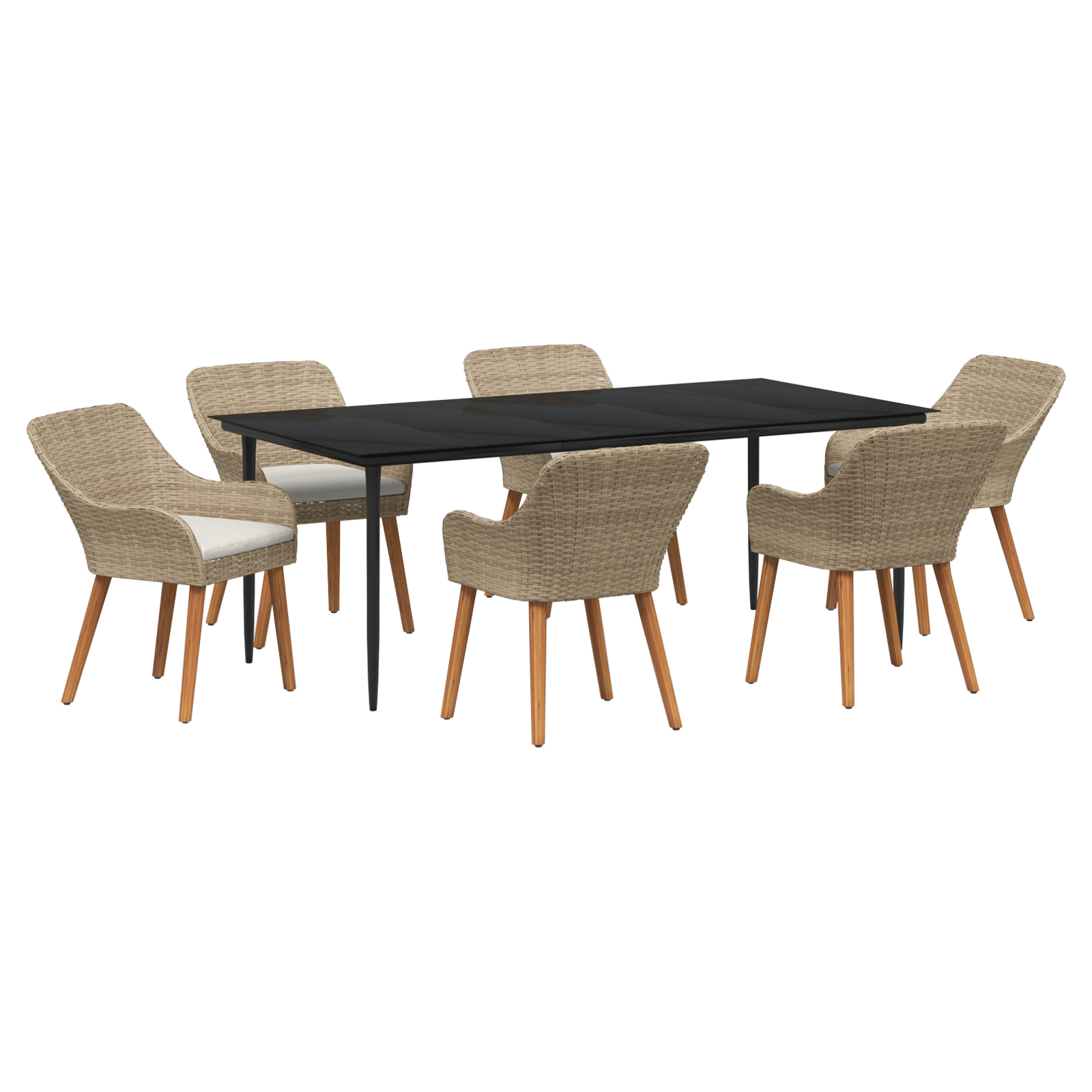 Set de dining pentru grădină 7 piese Bej din Ratan GartenMobel Dekor