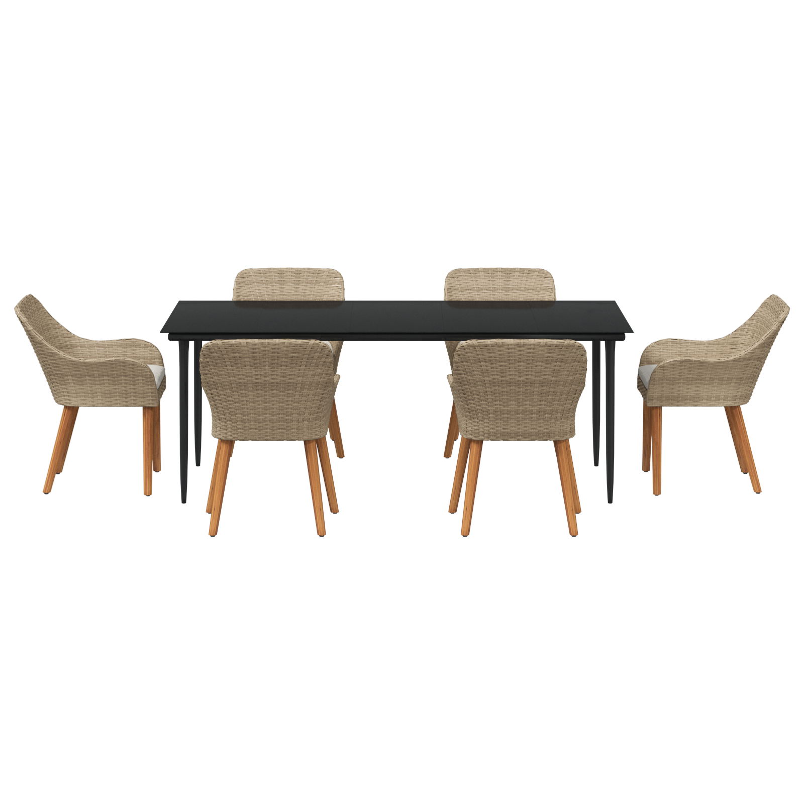 Set de dining pentru grădină 7 piese Bej din Ratan GartenMobel Dekor